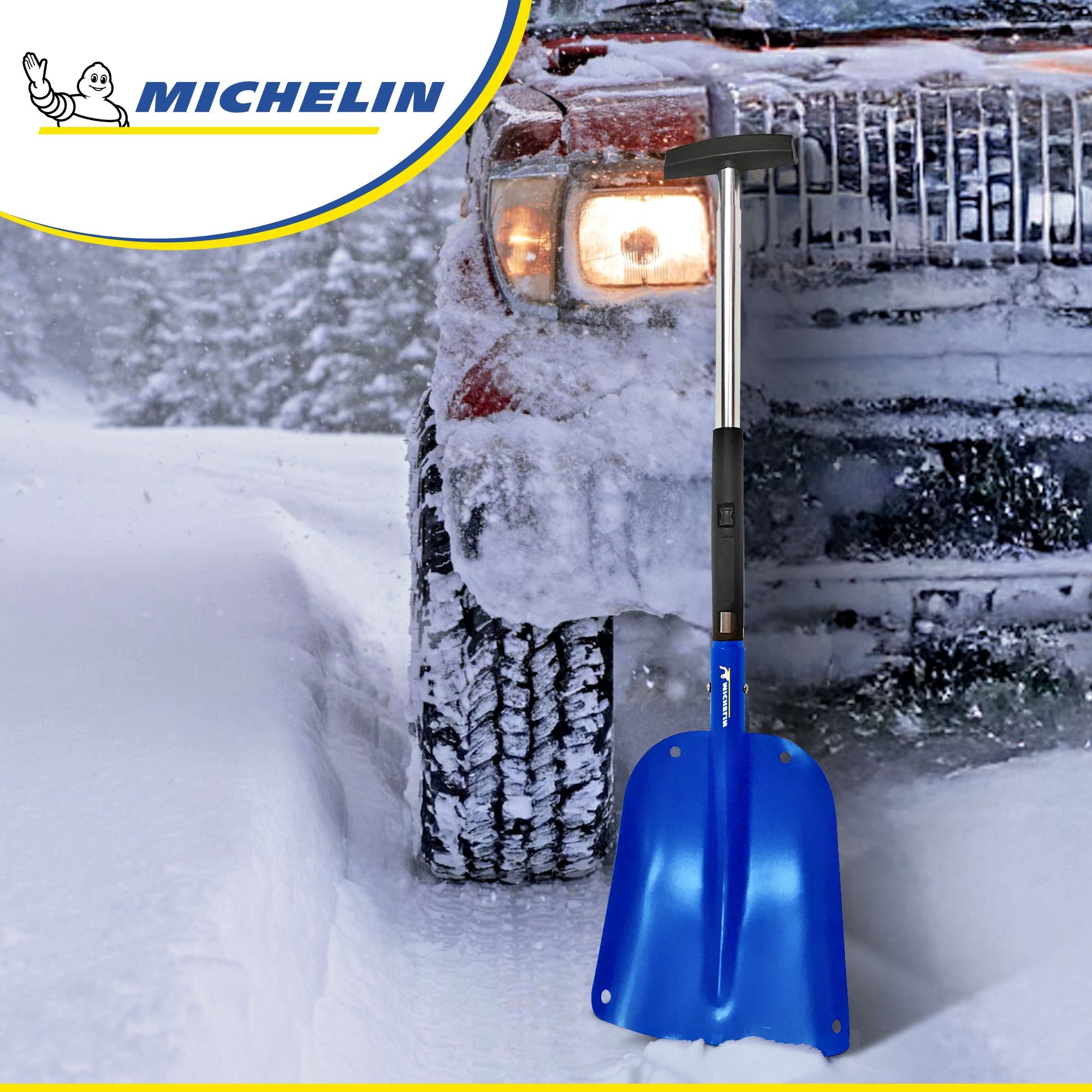 Michelin Ultra Compact 40" Folding Utility Snow Shovel for Car Emergency, Telescoping Handle