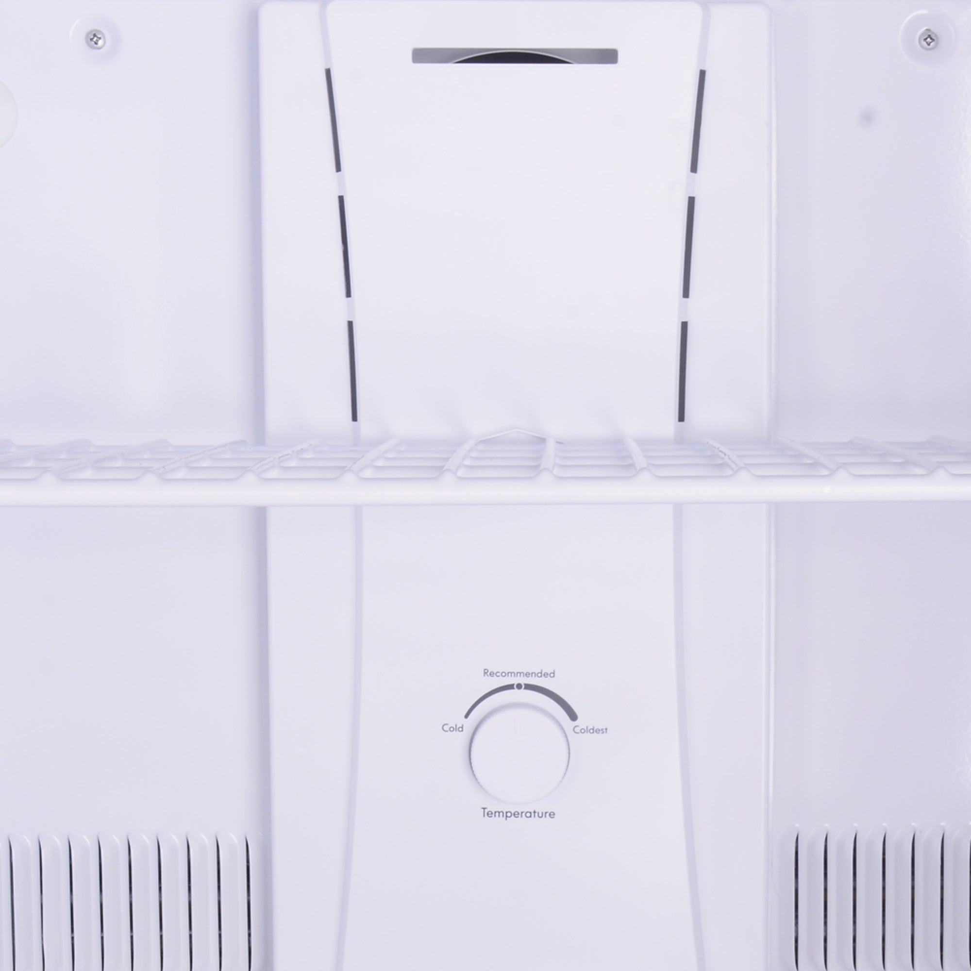 Closeup of the temperature control panel in the freezer section of the Kenmore stainless steel top mount refrigerator