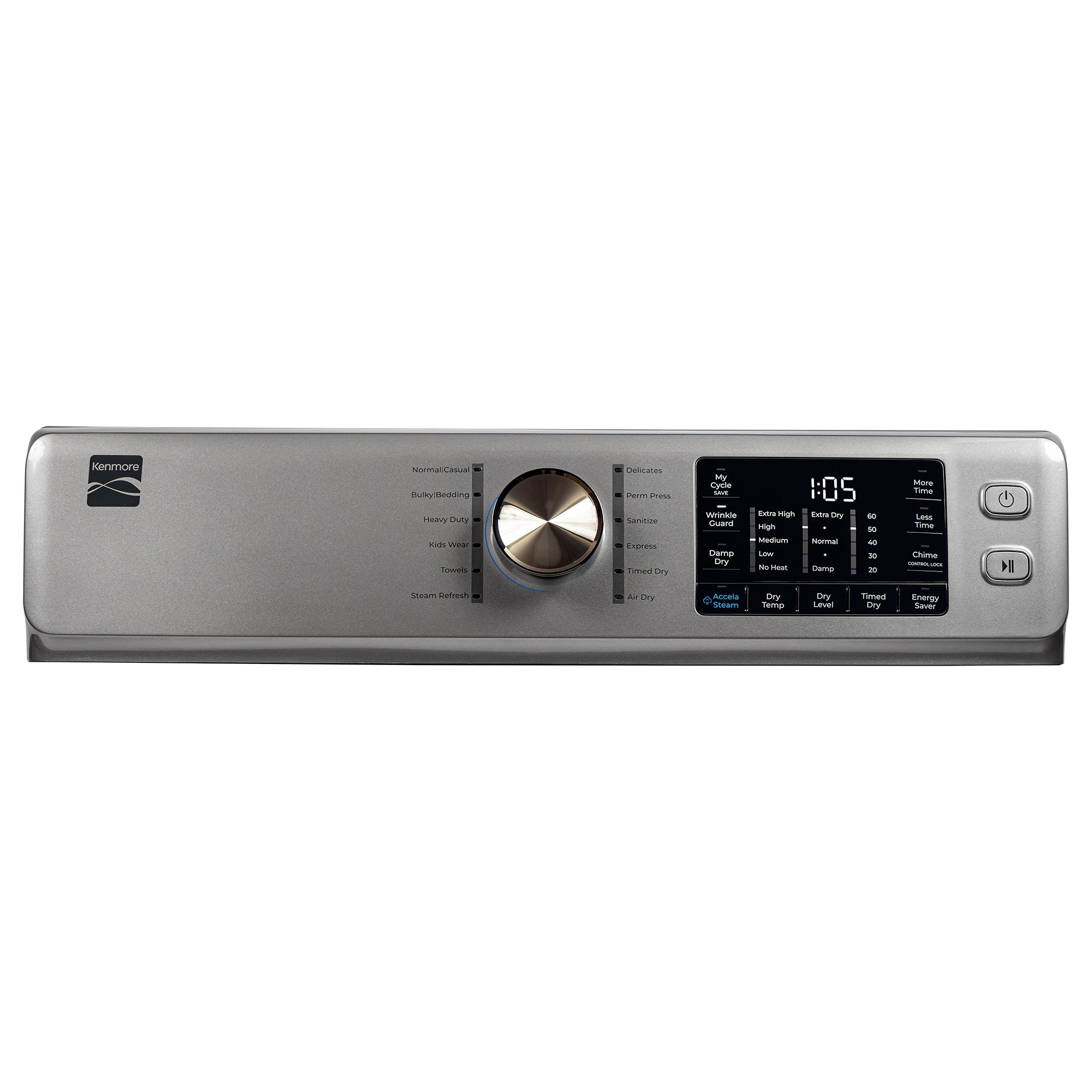 Kenmore 8.0 cu. ft. Dryer w/ Smart Dry & Steam – Metallic Steel