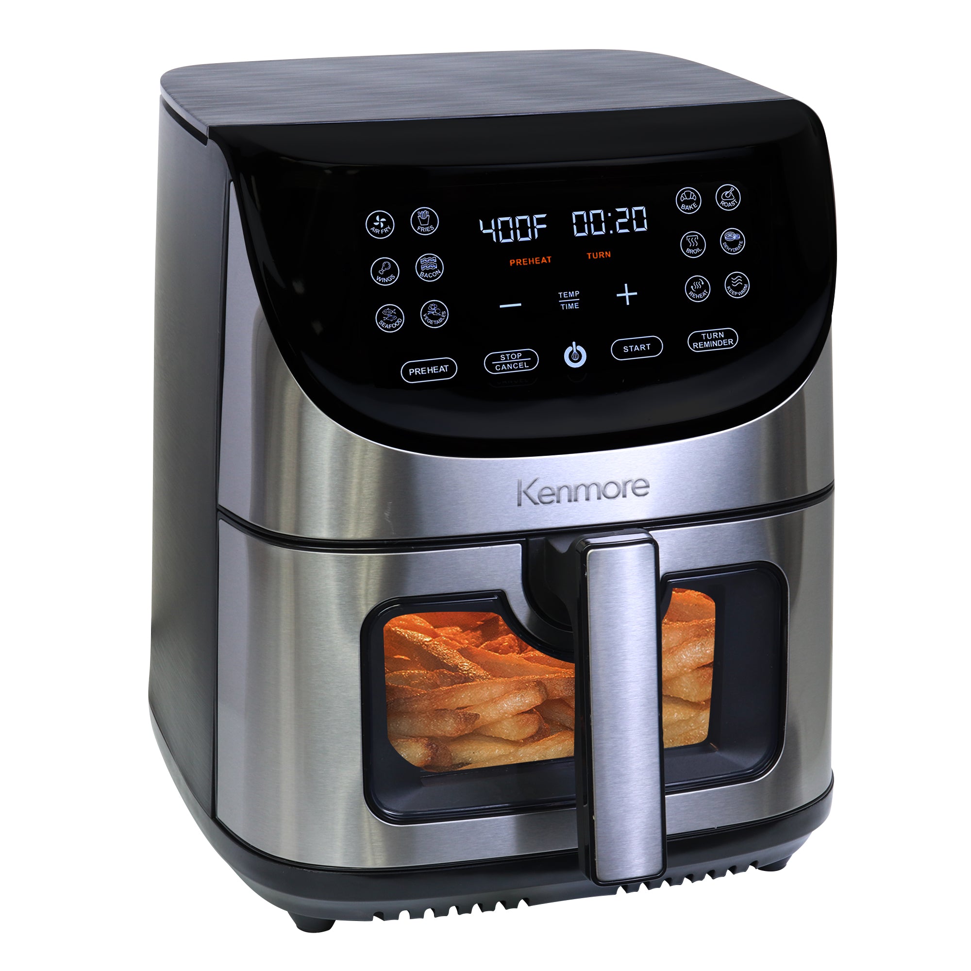 Kenmore 8 Qt Air Fryer | 1700W | 12 Presets | Stainless Steel