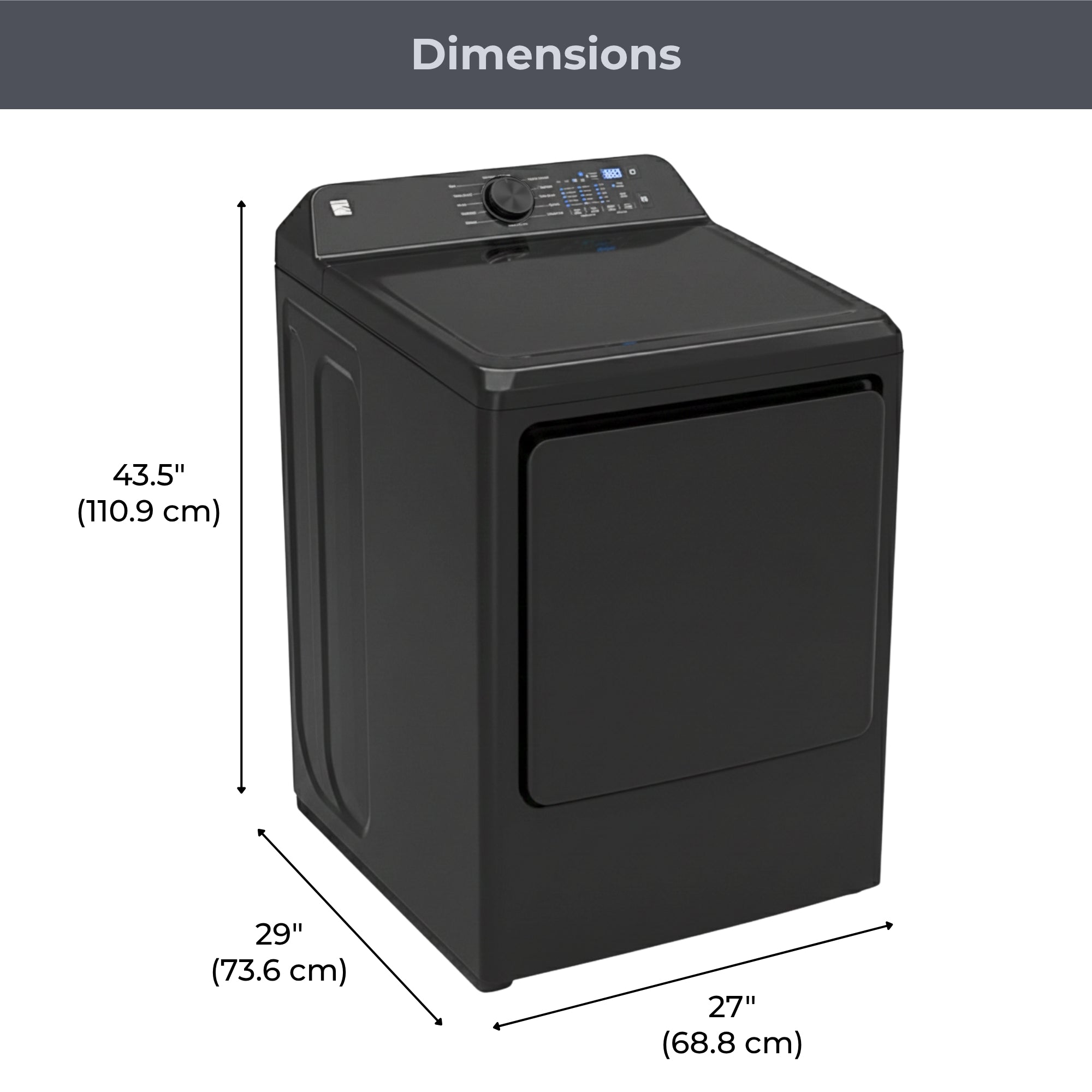 Kenmore 7.5 cu. ft. Electric Dryer with Stainless Steel Drum, Slate Grey