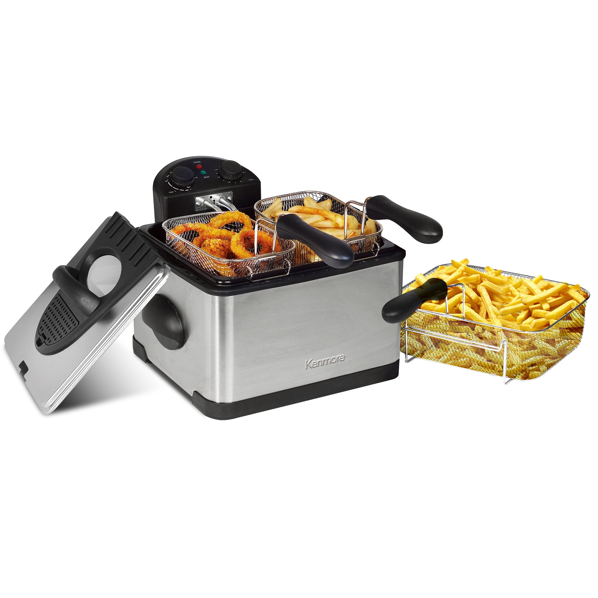 Kenmore Deep Fryer & 3 Frying Baskets 1700W 4L/17 Cup Stainless Steel