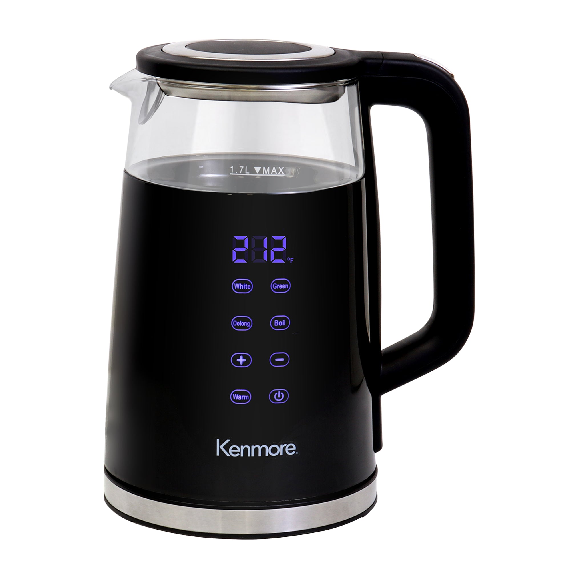 Kenmore Glass Electric Kettle 1.7L | Touch Controls | Black