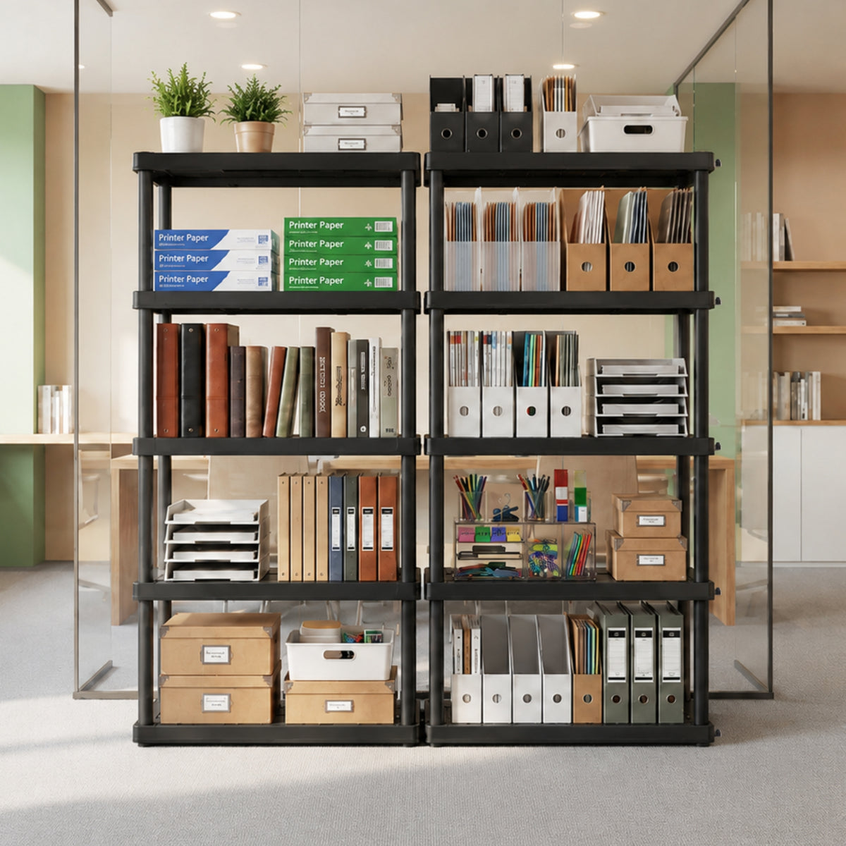 Oskar Large 5-Tier Interlocking Heavy Duty Shelving Unit, 18 X 36 X 74 Inches, Easy Assembly, Black