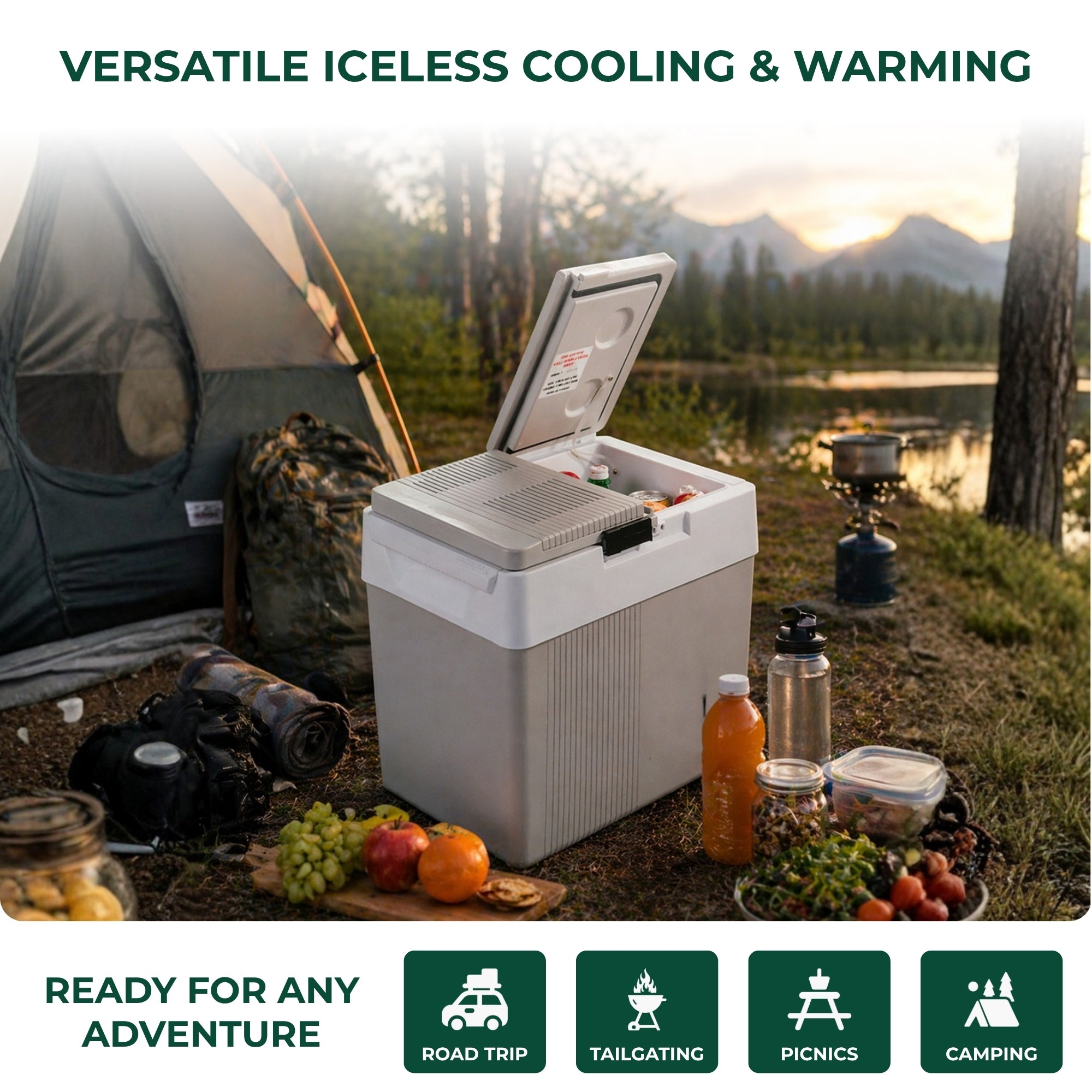 Koolatron 12V Electric Cooler/Warmer 31L (33 qt), Dual Opening, Gray