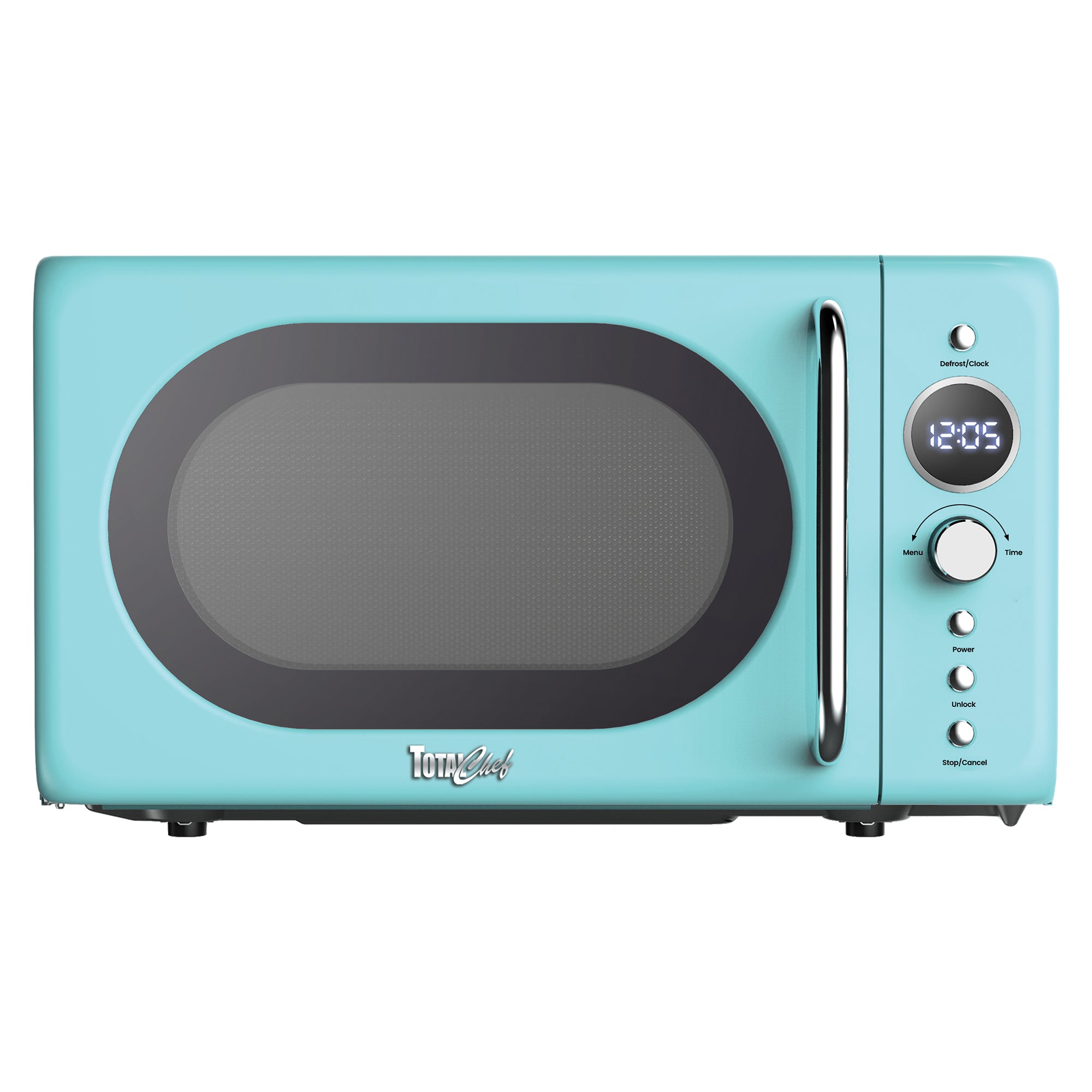 Total Chef Retro Microwave Oven | 20L / 0.7 Cu Ft | Quick Start & Defrost By Weight/Time | 8 Pre-set Cooking Modes For Coffee, Rice, Pasta, Potato, Reheat, Fish, Pizza, Popcorn | 700W | Blue