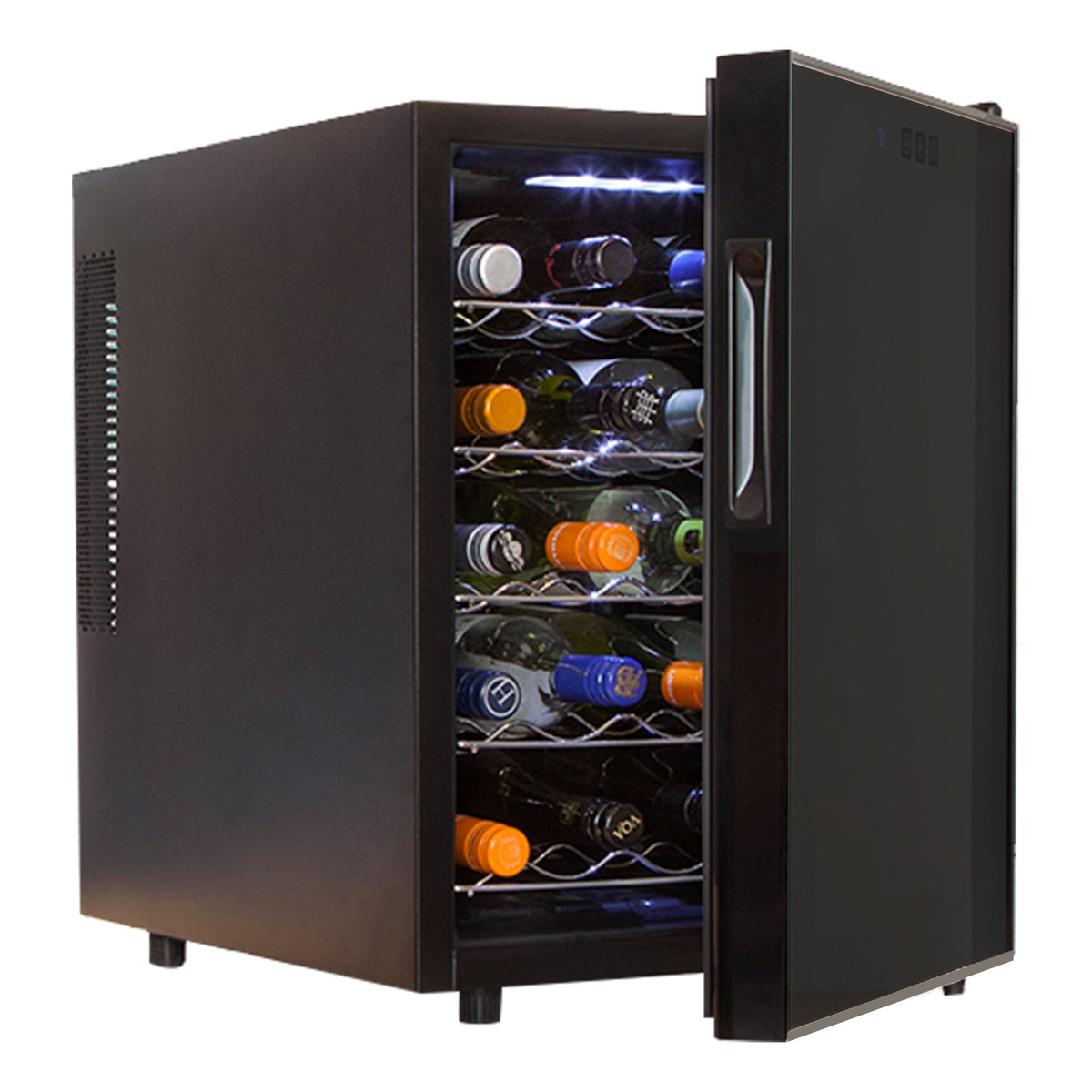 Koolatron 20 Bottle Wine Cooler, Black Thermoelectric Wine Fridge, 1.7 cu. ft. (48L), Freestanding Wine Cellar, Red, White and Sparkling Wine Storage for Home Bar, Apartment, Condo
