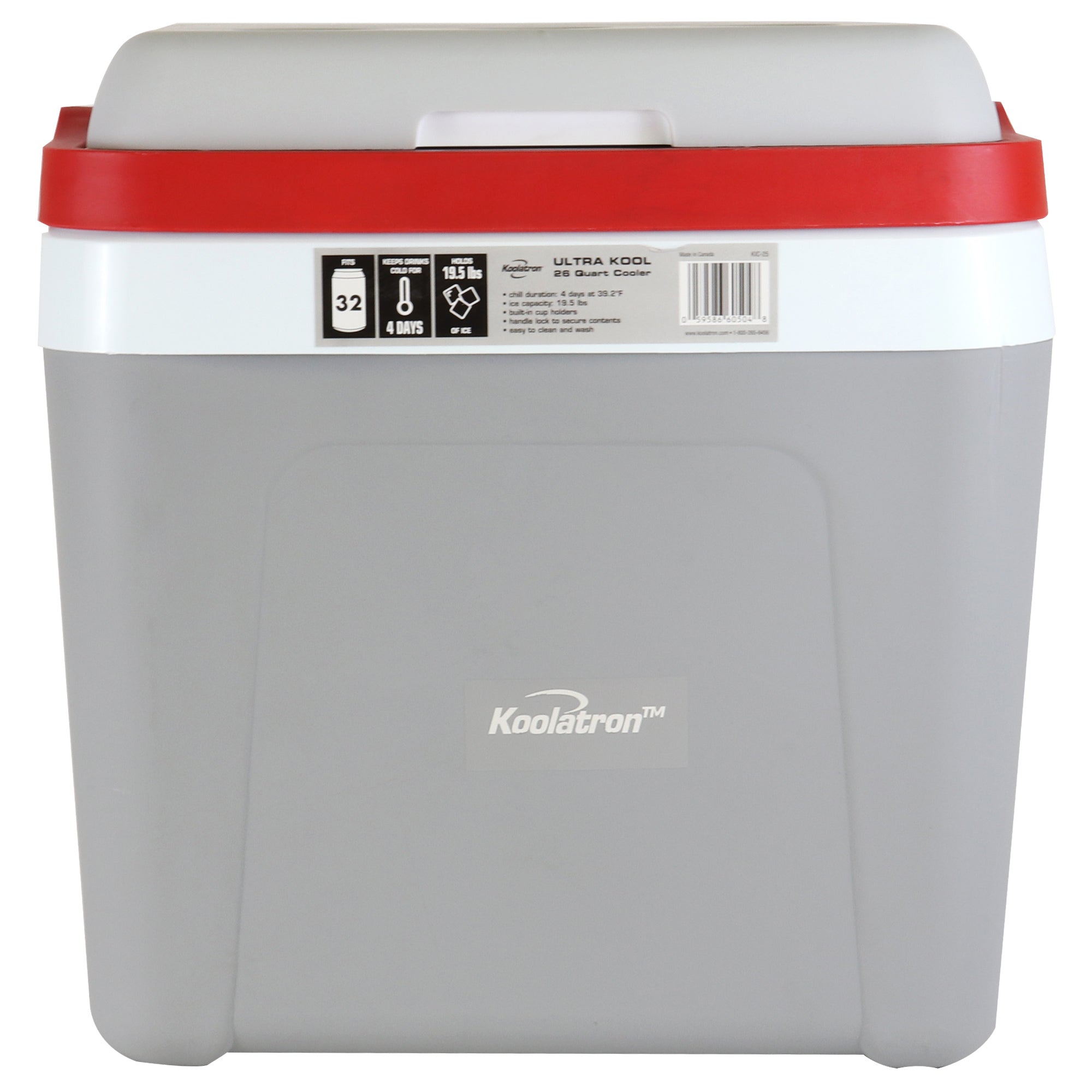 Koolatron Ice Chest Cooler | Locking Carry Handle | 25L (26 qt)