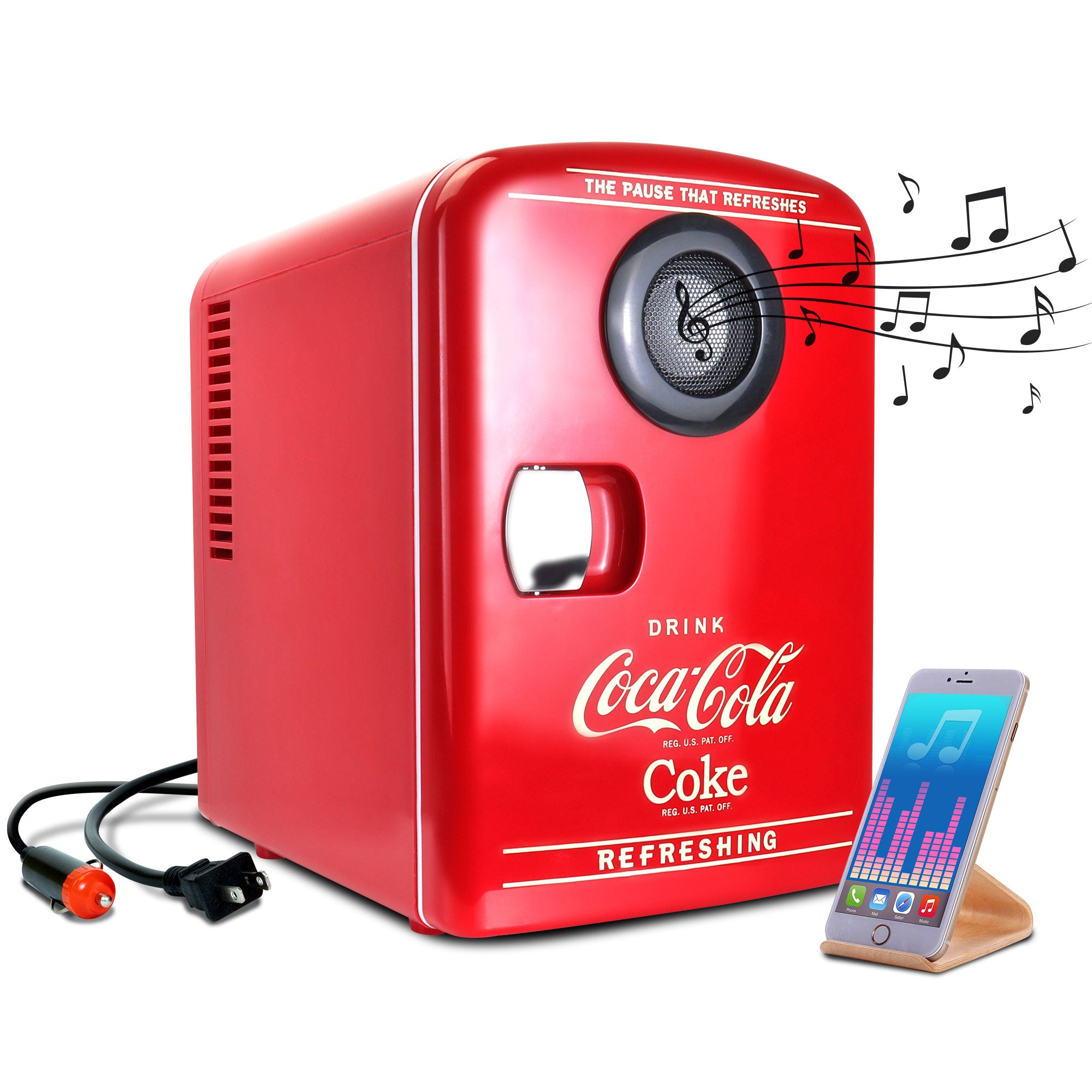 Coca Cola 4L Mini Fridge/Warmer | Built-In Bluetooth Speaker