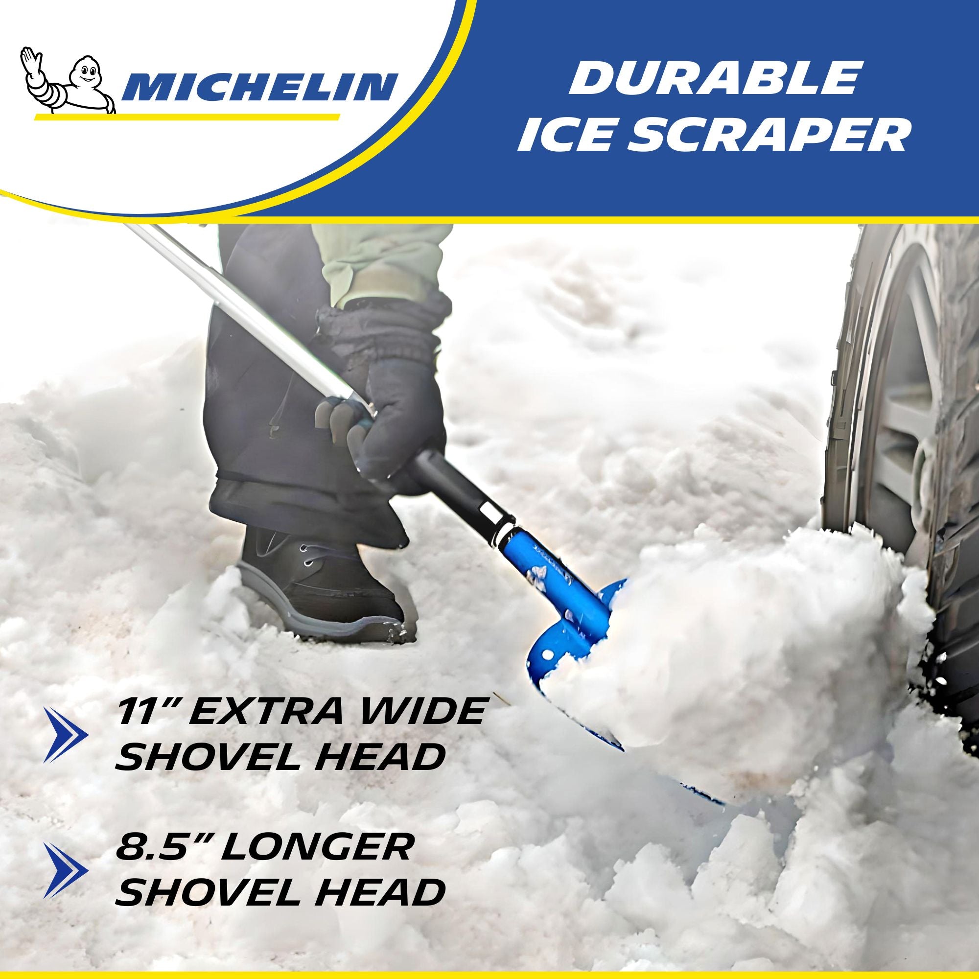 Michelin Ultra Compact 40" Folding Utility Snow Shovel for Car Emergency, Telescoping Handle