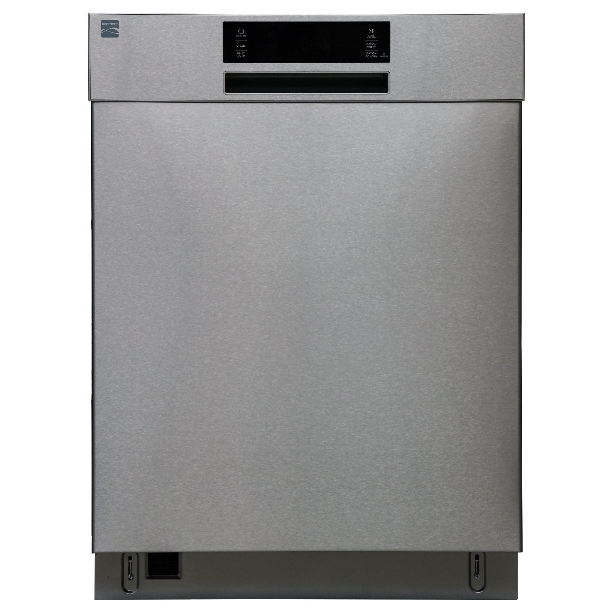 Kenmore stainless steel dishwasher on a white background