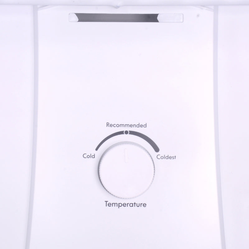 Closeup of the manual temperature control dial in the Kenmore stainless steel top mount refrigerator