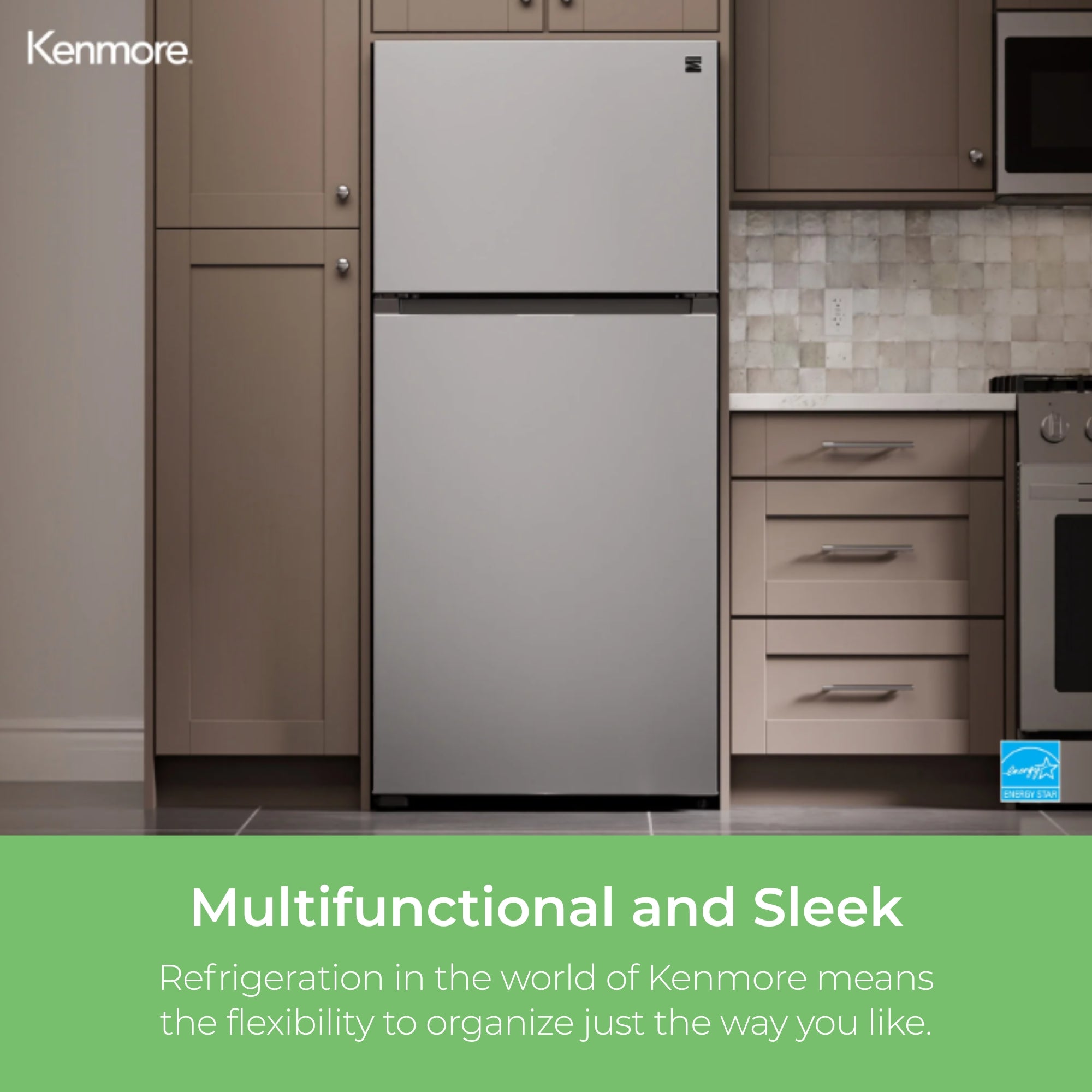 Kenmore 18.2 cf Top Mount Refrigerator | Pocket Handle | Stainless