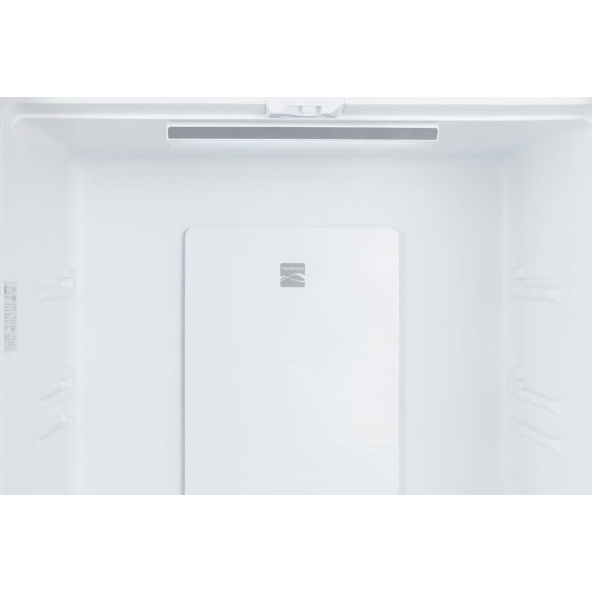 Closeup of inside the Kenmore stainless steel french door refrigerator showing the electronic control panel