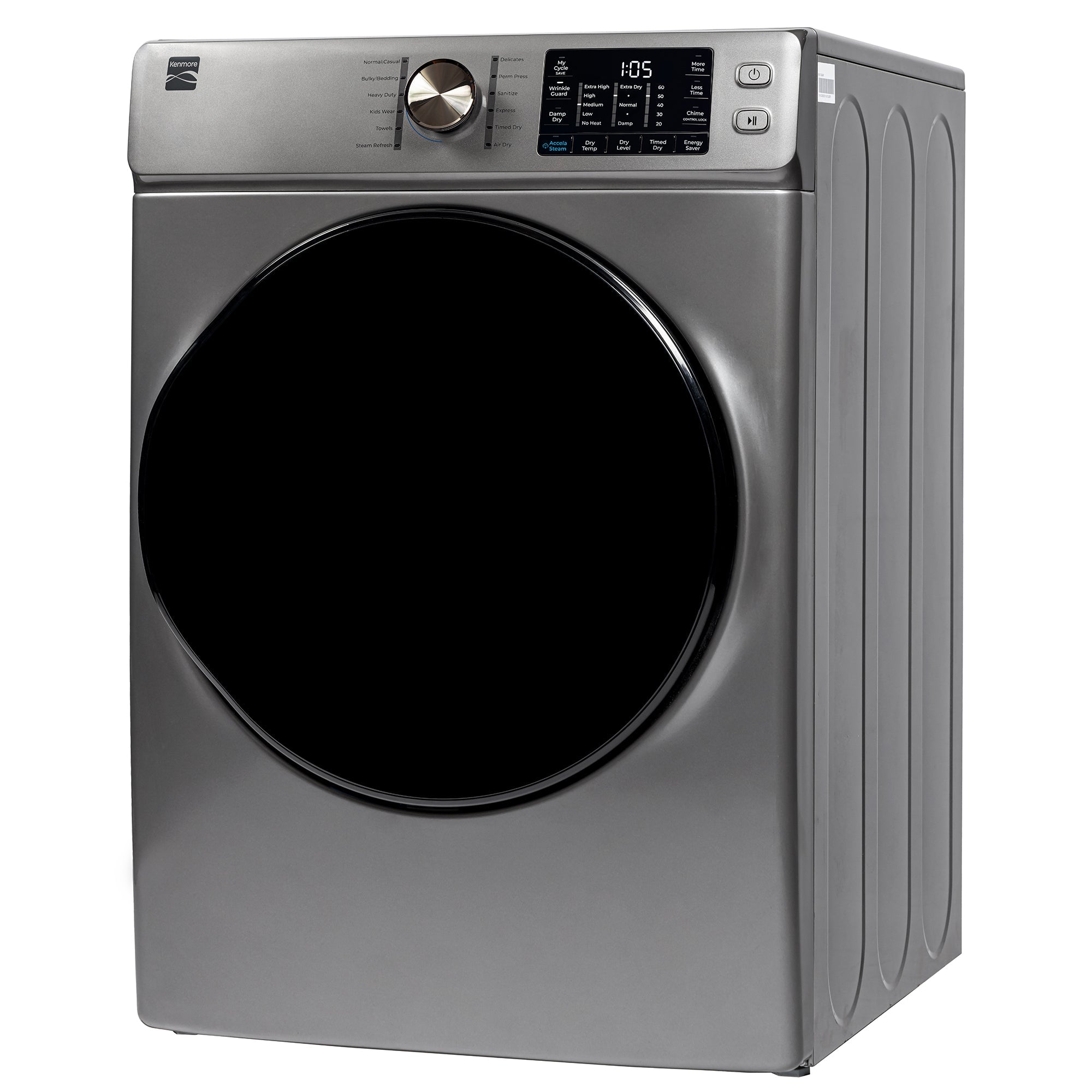 Kenmore 8.0 cu. ft. Dryer w/ Smart Dry & Steam – Metallic Steel