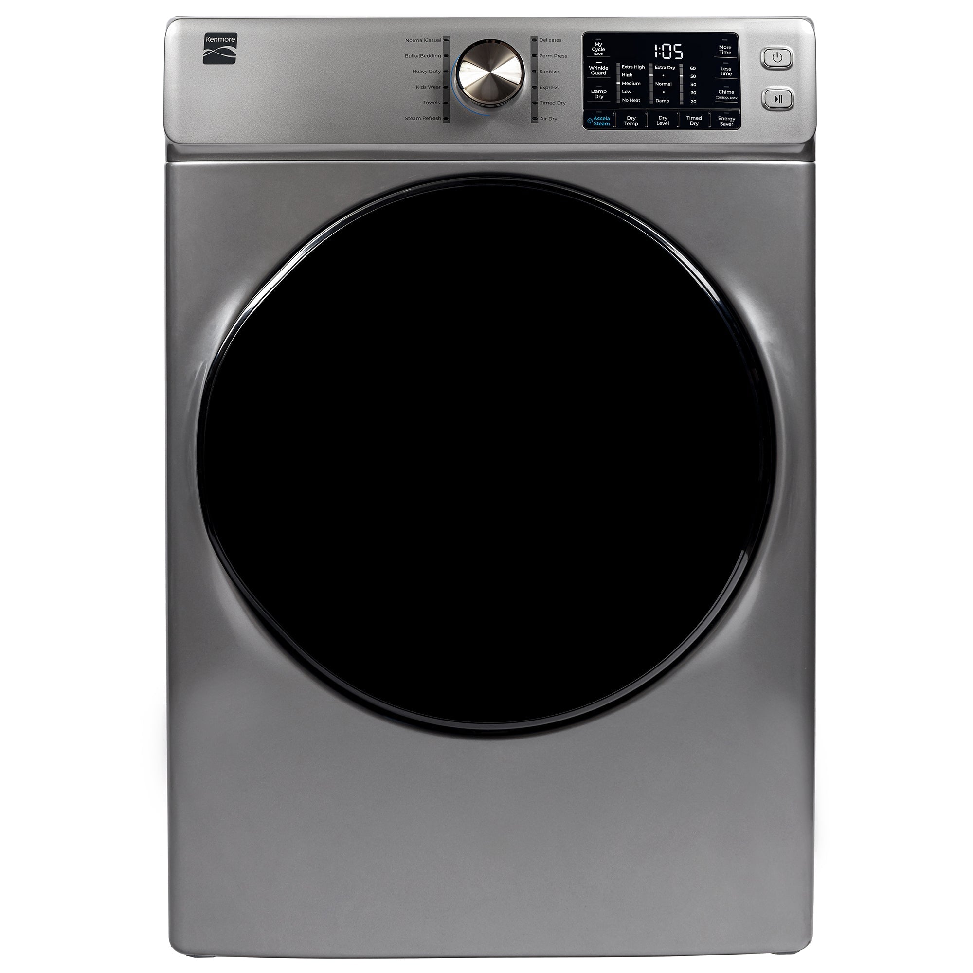 Kenmore 8.0 cu. ft. Dryer w/ Smart Dry & Steam – Metallic Steel