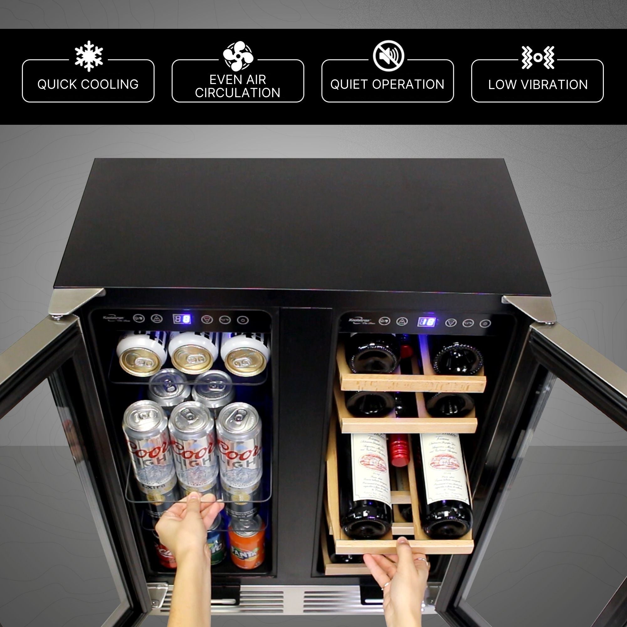 Kenmore 24 In Dual Zone Wine and Beverage Fridge | Built-In