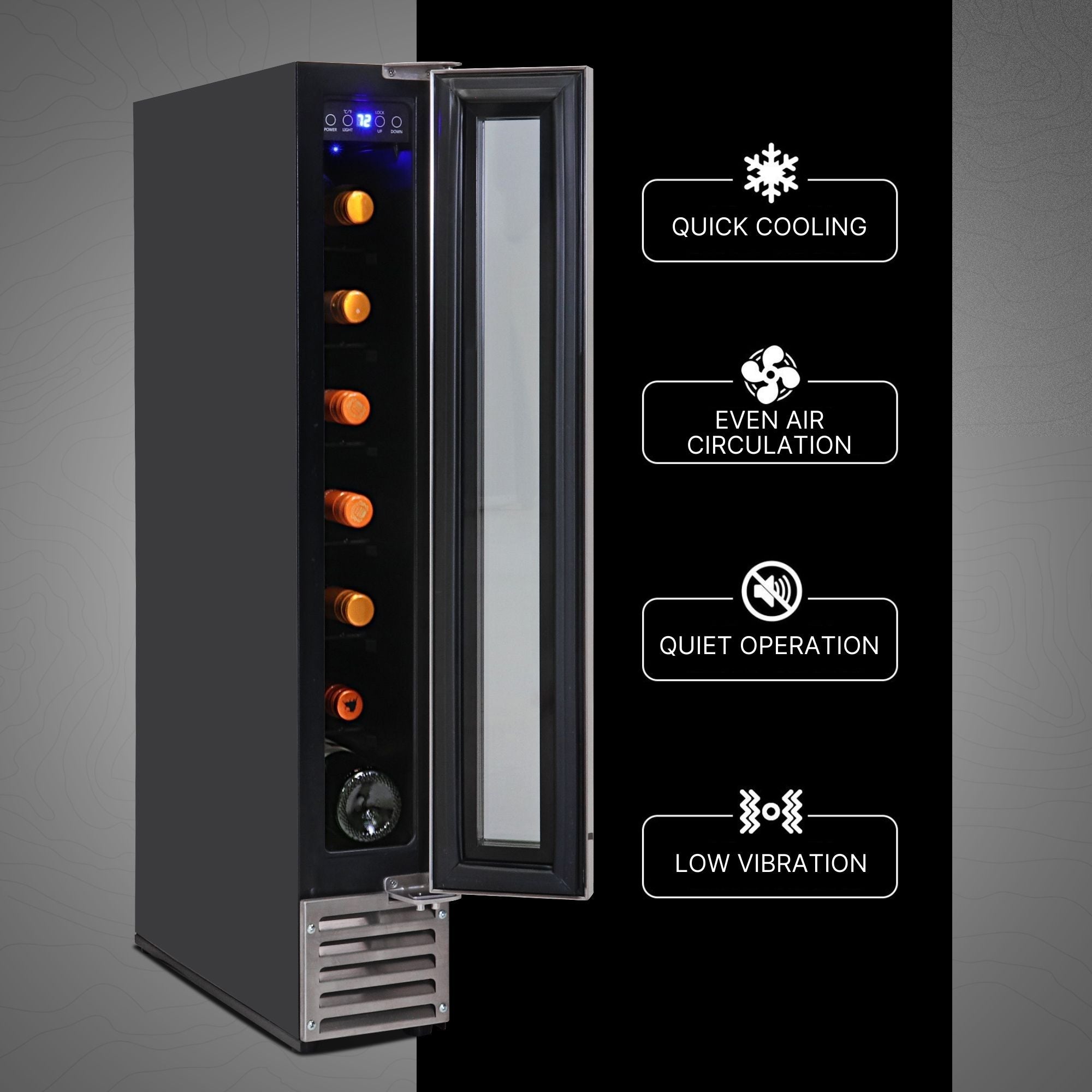 Koolatron 7 Bottle Slim 6 Inch Built-In Under Counter Wine Fridge