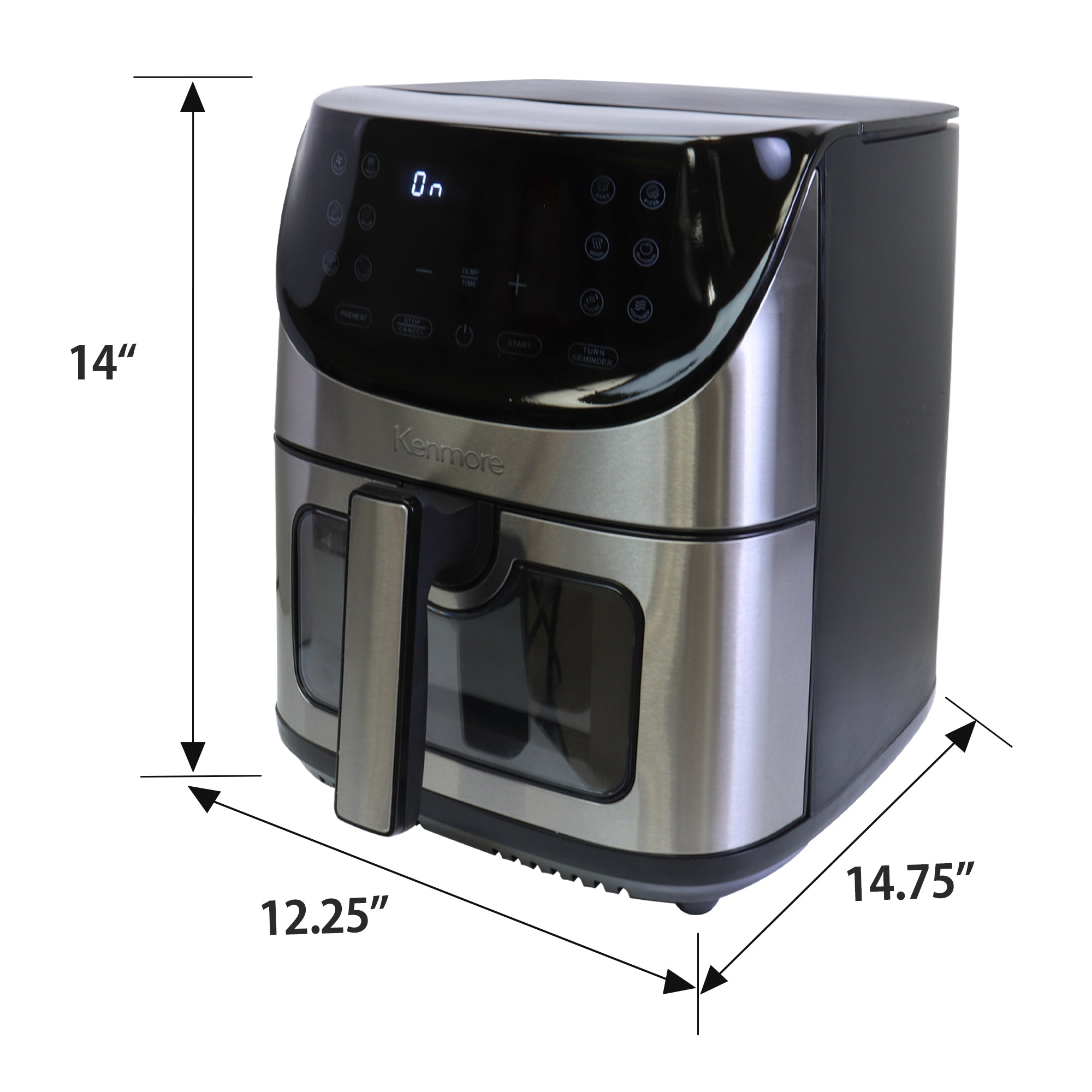 Kenmore 8 Qt Air Fryer | 1700W | 12 Presets | Stainless Steel