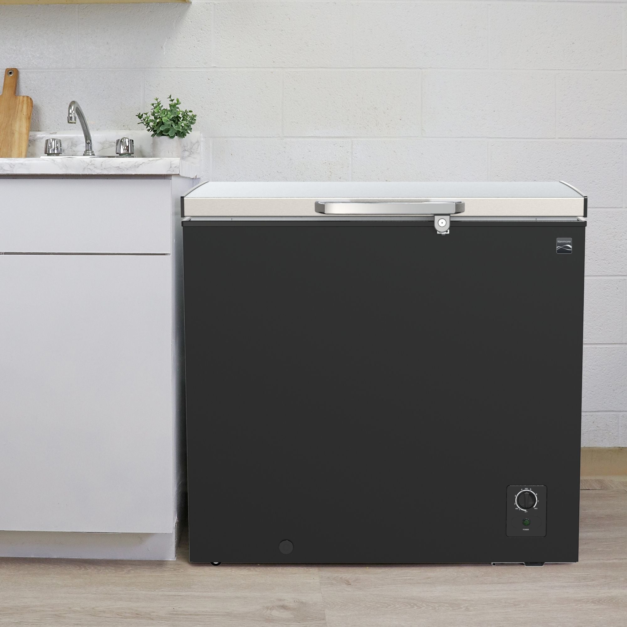 Kenmore Locking Chest Freezer | 7 Cu. Ft. | Black & Stainless Steel