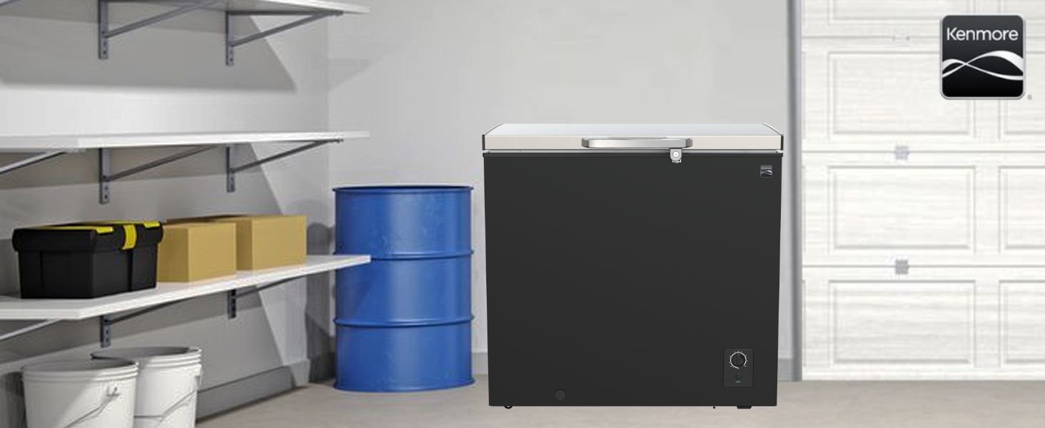 Kenmore Locking Chest Freezer | 7 Cu. Ft. | Black & Stainless Steel