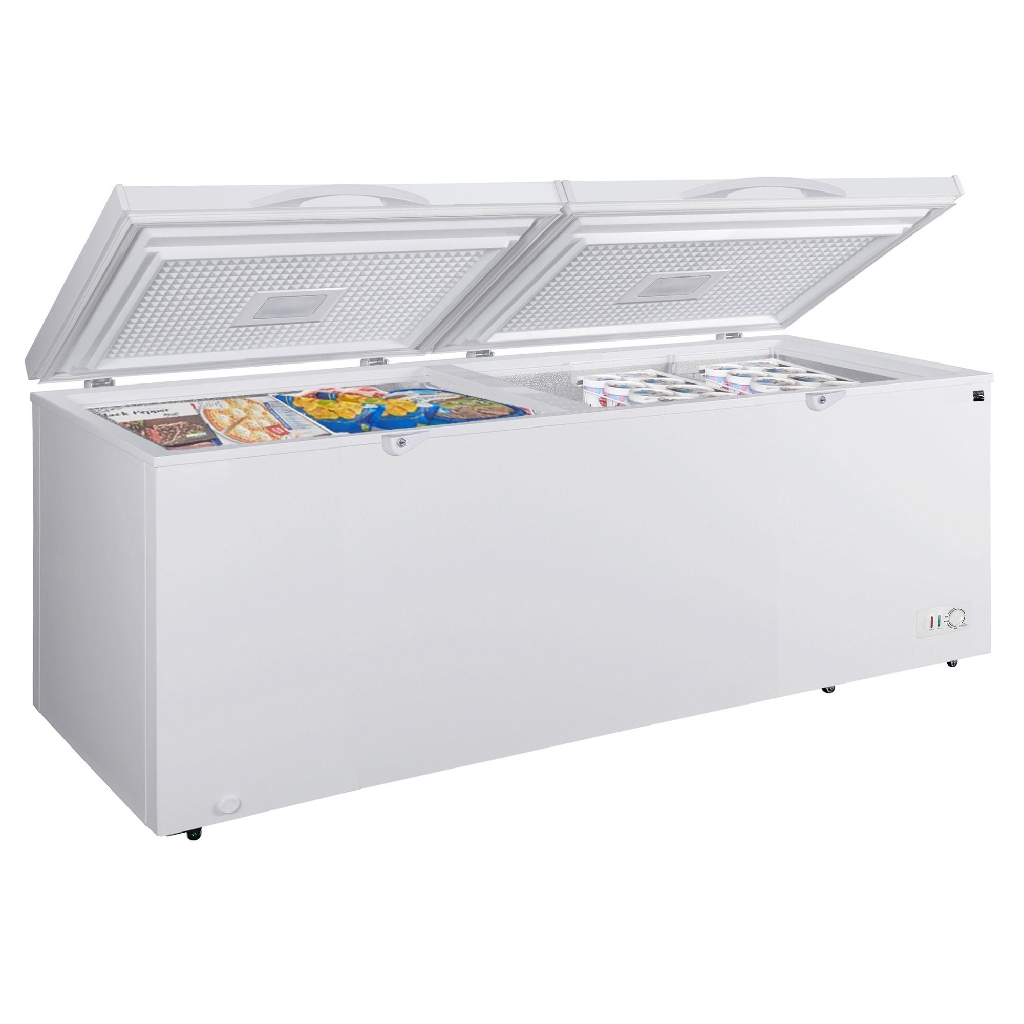 Kenmore convertible chest freezer/refrigerator, open, on a white background