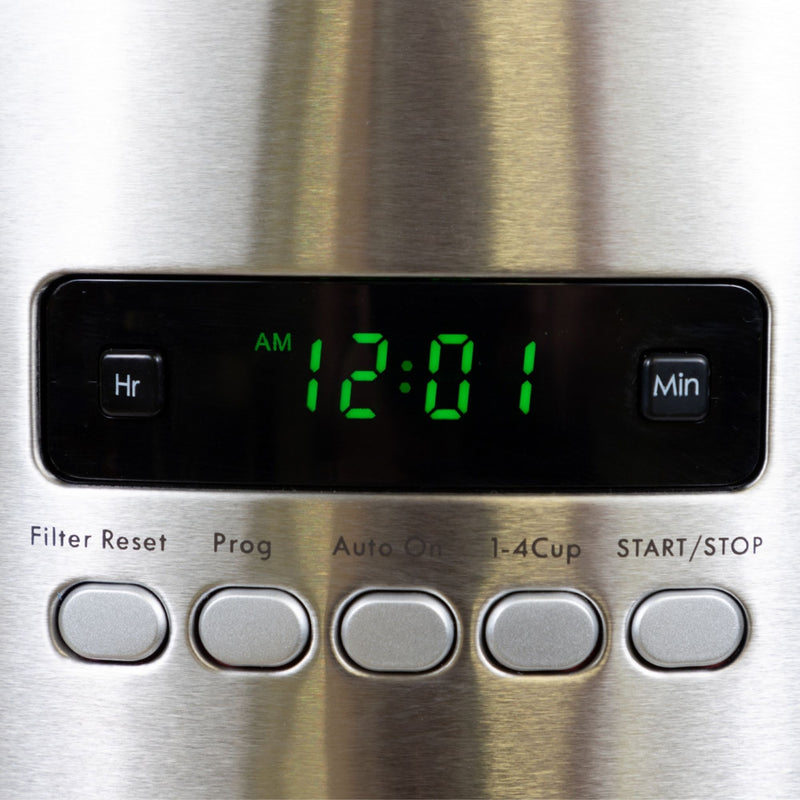 Closeup image of coffeemaker controls and digital display
