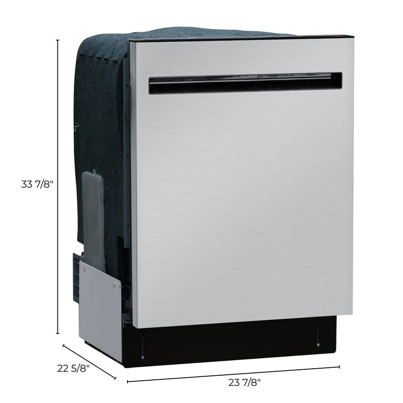Kenmore ultra-quiet 24-inch top control dishwasher on a white background with dimensions labeled
