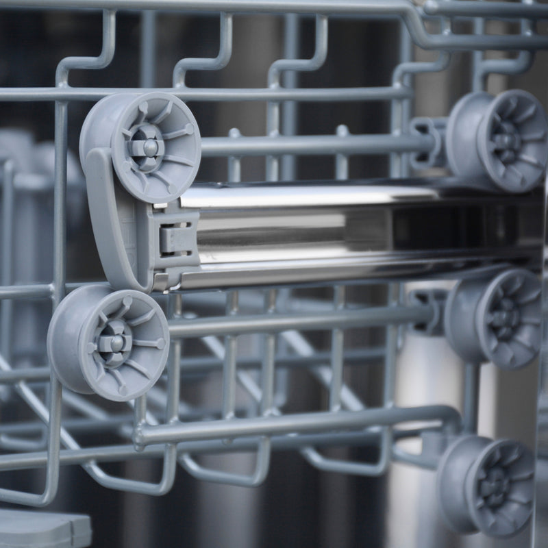 Closeup of the side rail of the MoreSpace™ adjustable 2nd rack in the Kenmore ultra-quiet 24-inch top control dishwasher