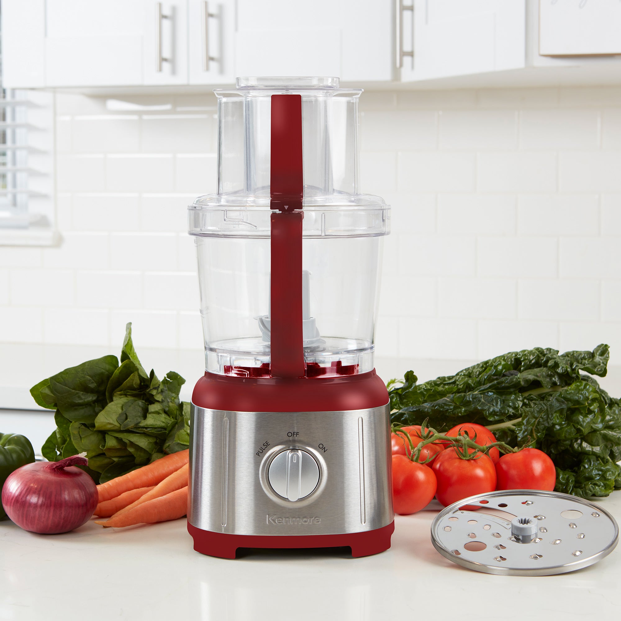 Kenmore 11-Cup Food Processor | Vegetable Chopper | Red and Silver