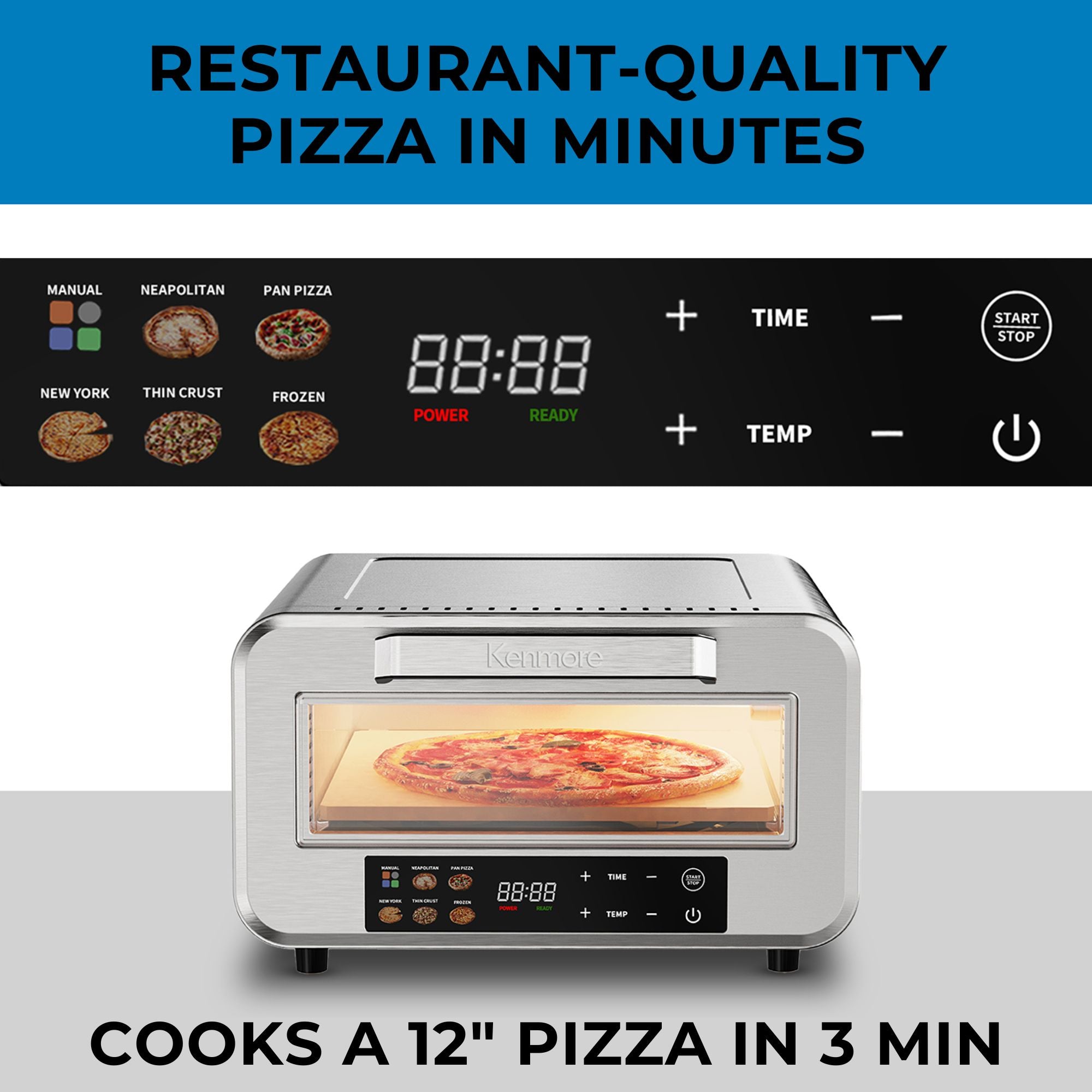Kenmore Indoor Electric Pizza Oven | 12” Pizza | 5 Presets | 750°F