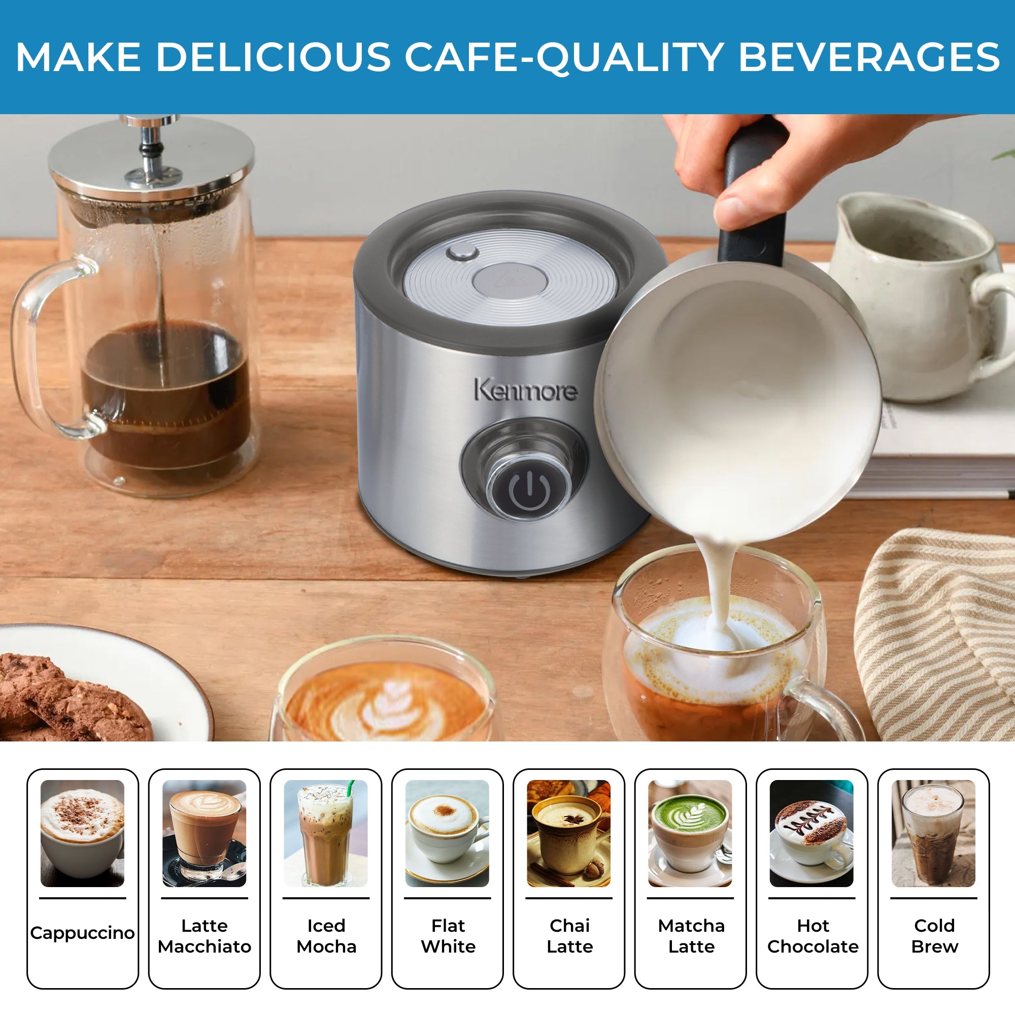 Kenmore 4-in-1 Automatic Milk Frother & Steamer | 16oz
