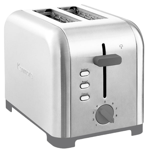 Kenmore 2-slice stainless steel toaster on a white background