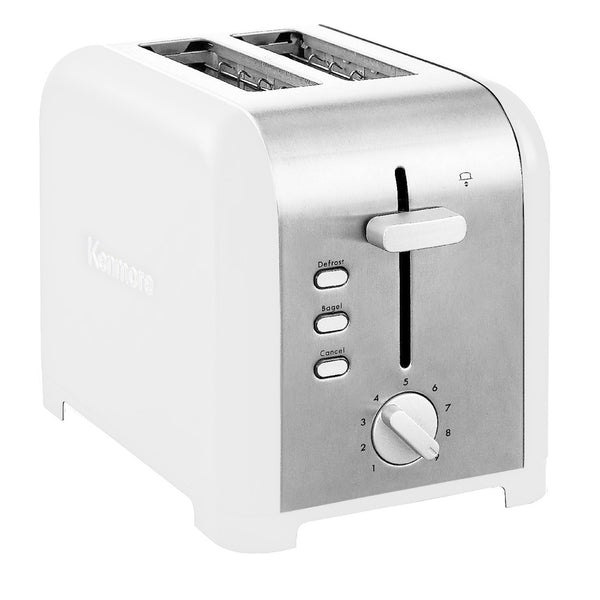 Kenmore 2-slice stainless steel toaster on a white background