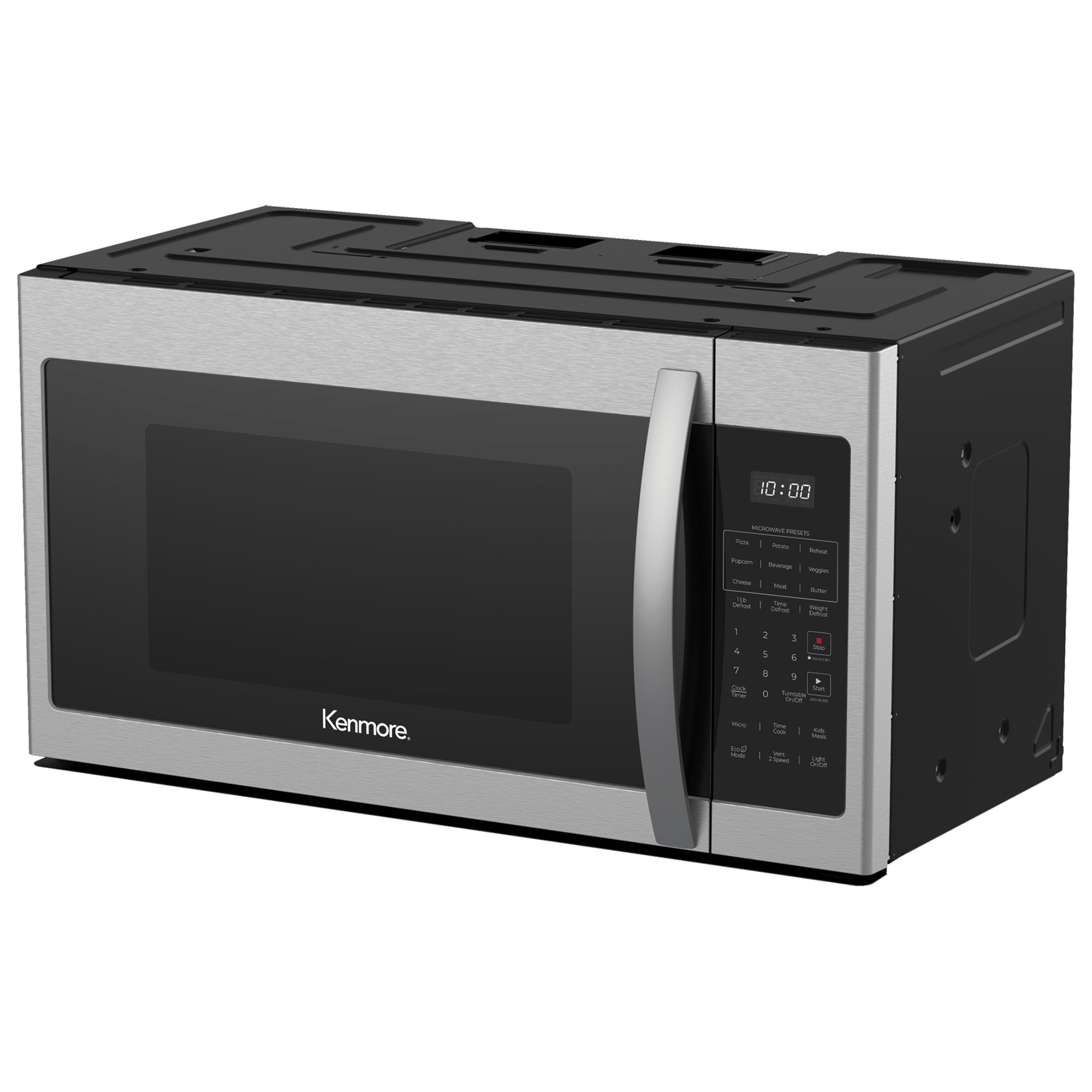 Kenmore over-the-range microwave, closed, on a white background.