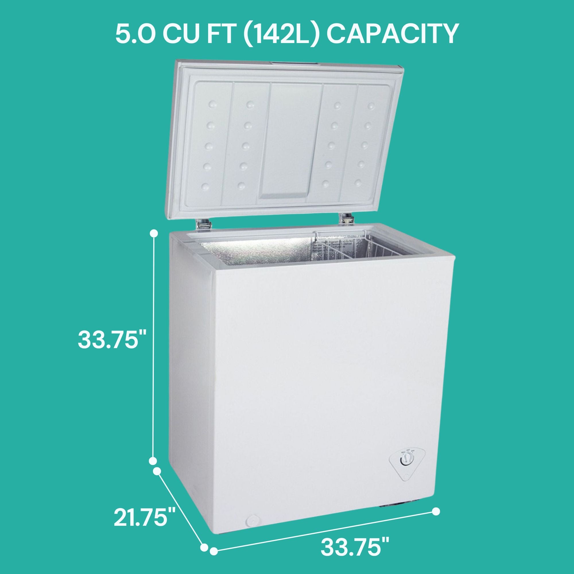 涼 91cm×122cm Koolatron Chest Freezer | 5.0 cu ft (142L) |White | Manual Defrost