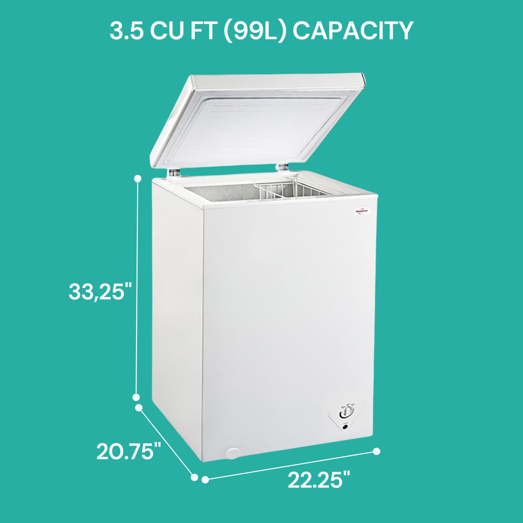 Koolatron Chest Freezer | 3.5 cu ft (99L) | White | Manual Defrost