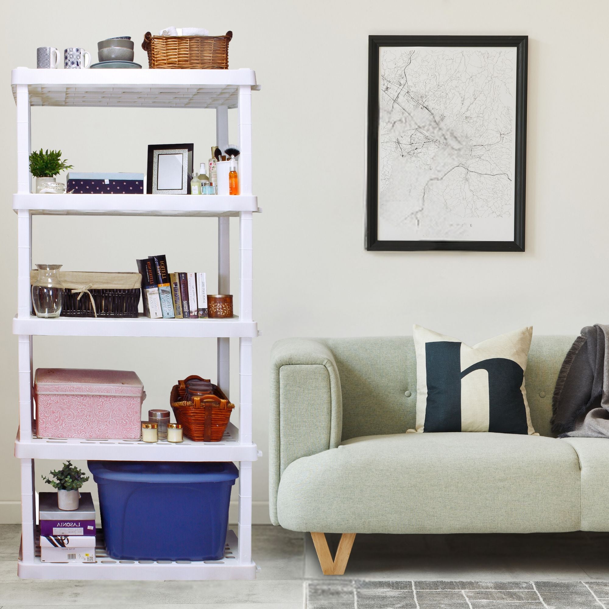 Oskar Large 5-Tier Interlocking Shelving Unit | W36 x D18 x H74