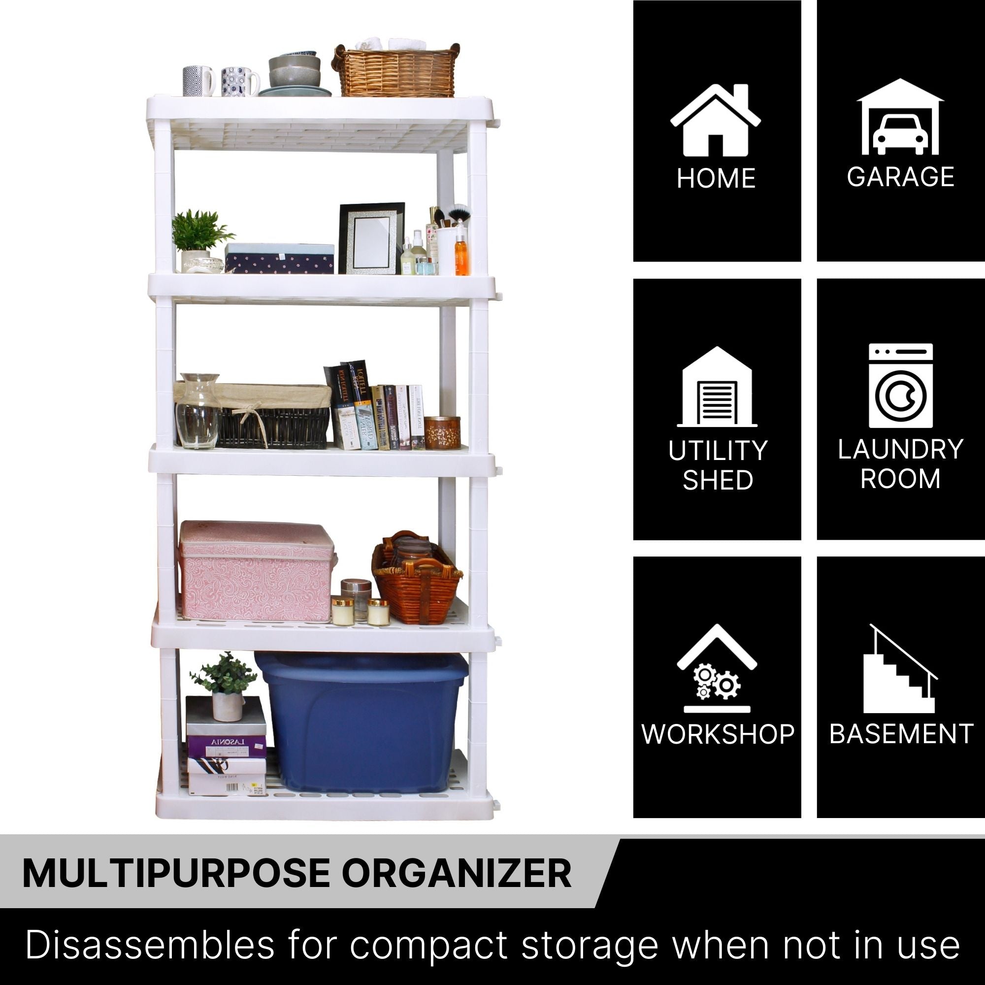 Oskar Large 5-Tier Interlocking Shelving Unit | W36 x D18 x H74
