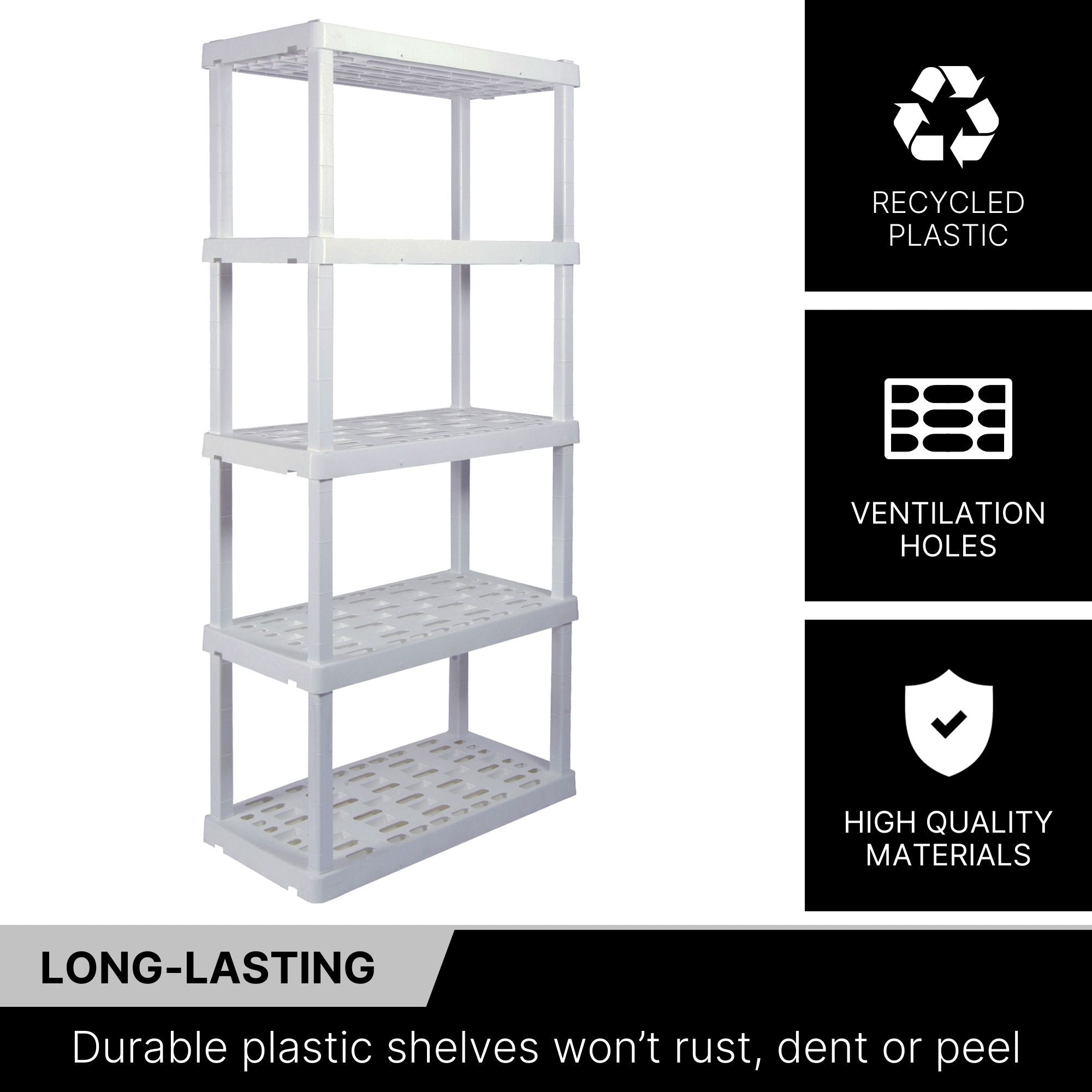 Oskar Large 5-Tier Interlocking Shelving Unit | W36 x D18 x H74