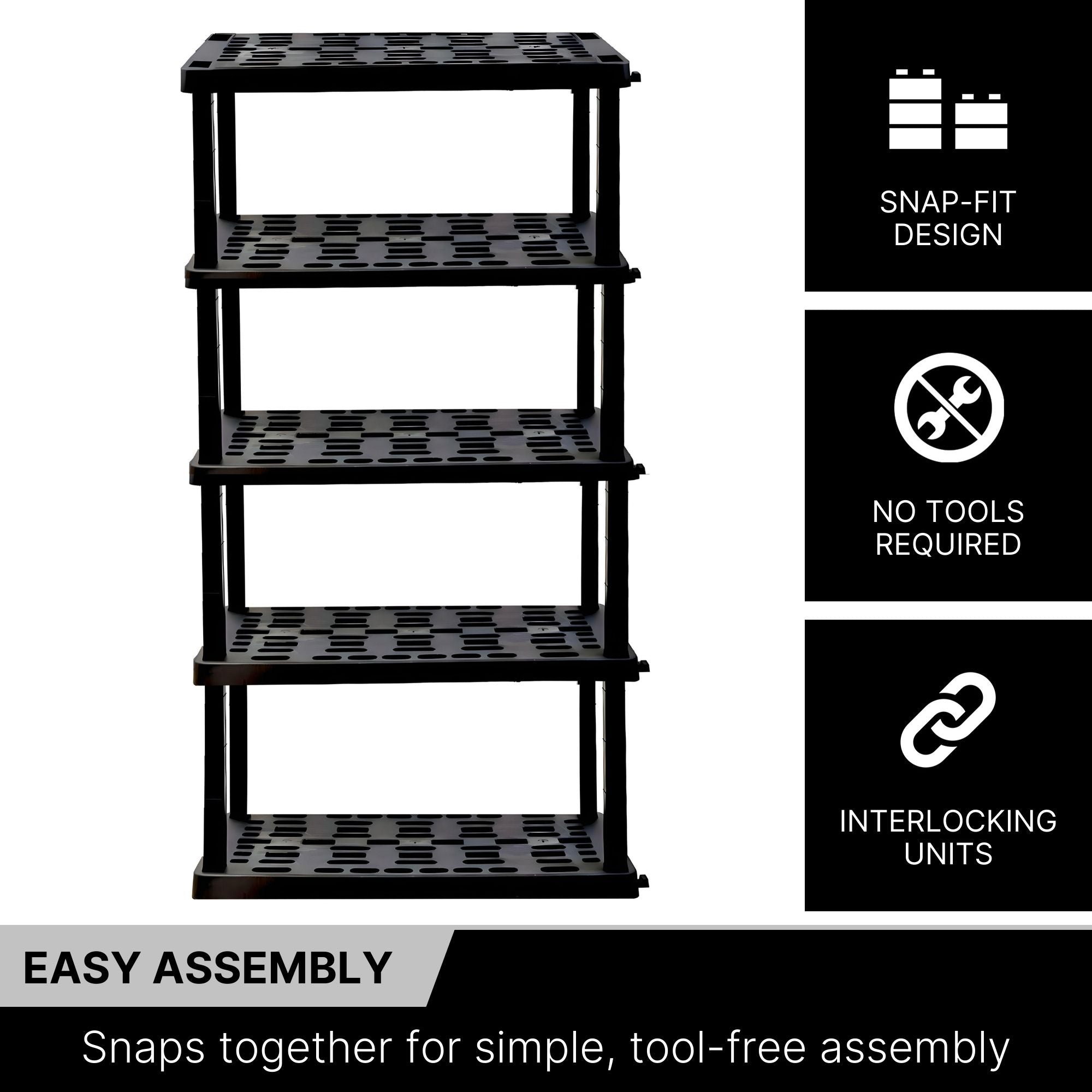 Oskar Large 5-Tier Interlocking Shelving Unit | W36 x D18 x H74