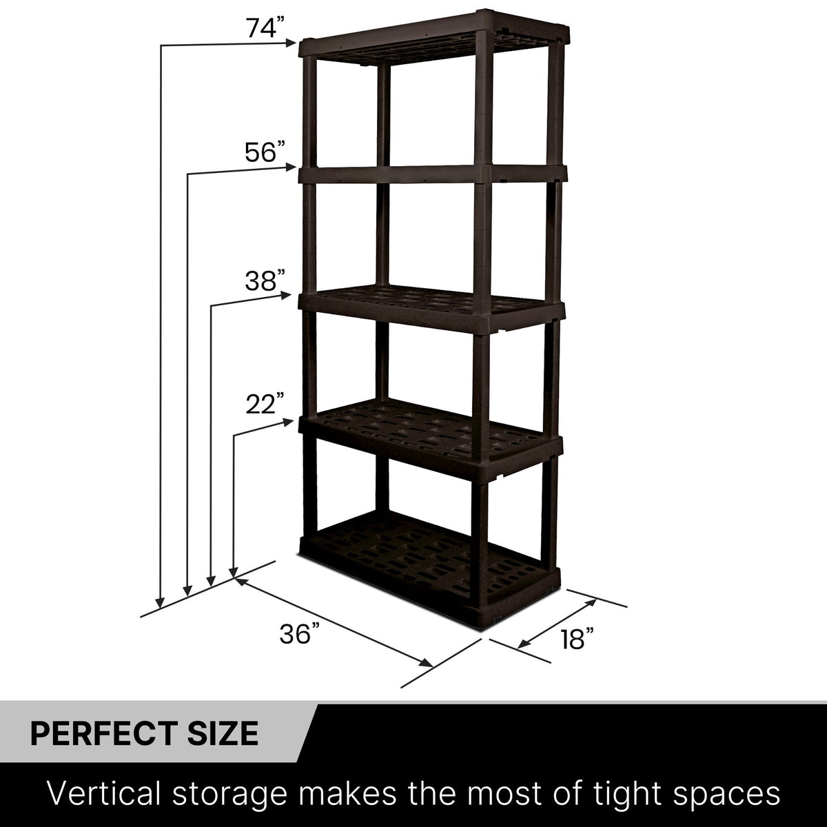 Oskar Large 5-Tier Interlocking Shelving Unit | W36 x D18 x