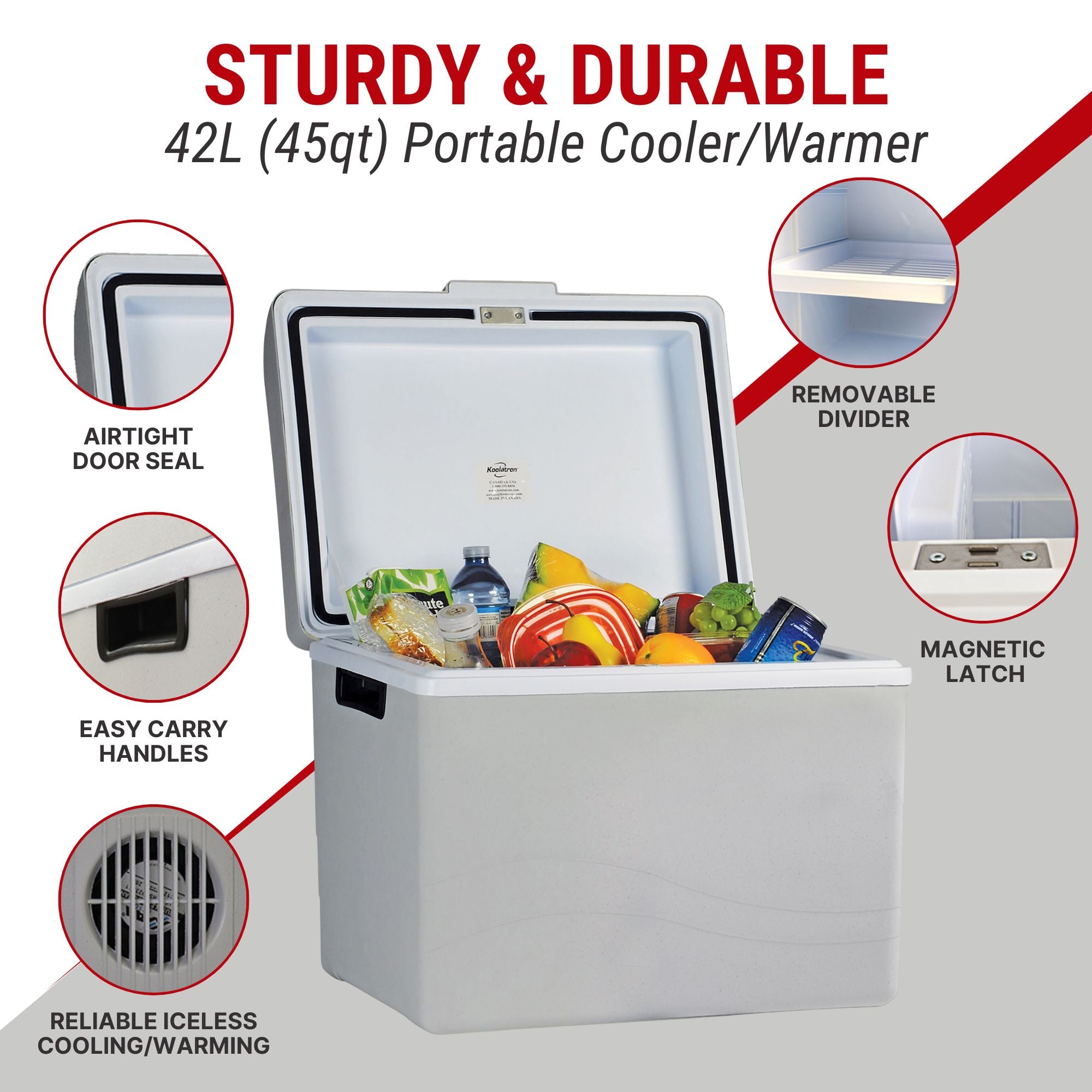 Koolatron 12V Electric Cooler/Warmer | Plug-In Car Fridge | 42L/45QT
