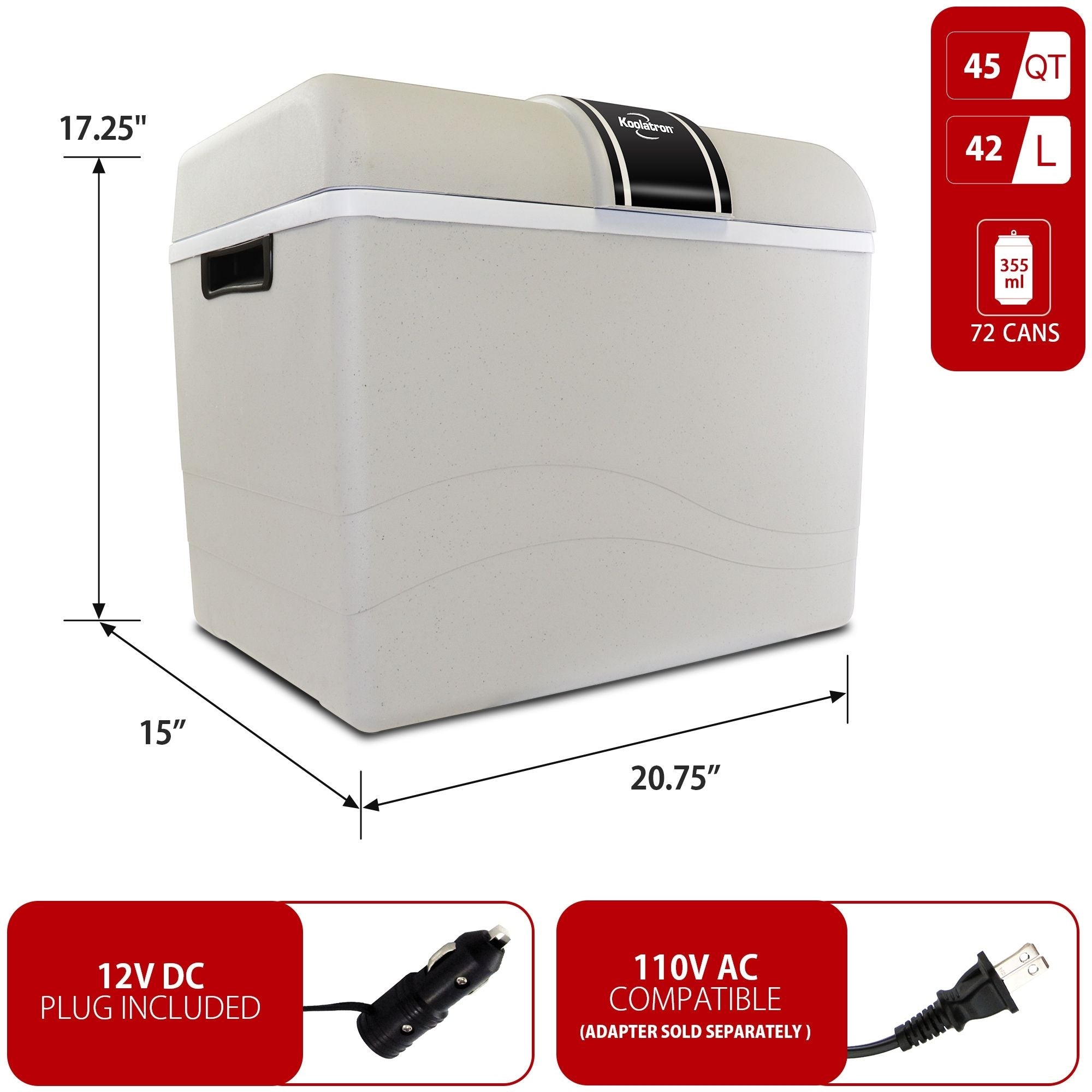 Koolatron 12V Electric Cooler/Warmer | Plug-In Car Fridge | 42L/45QT
