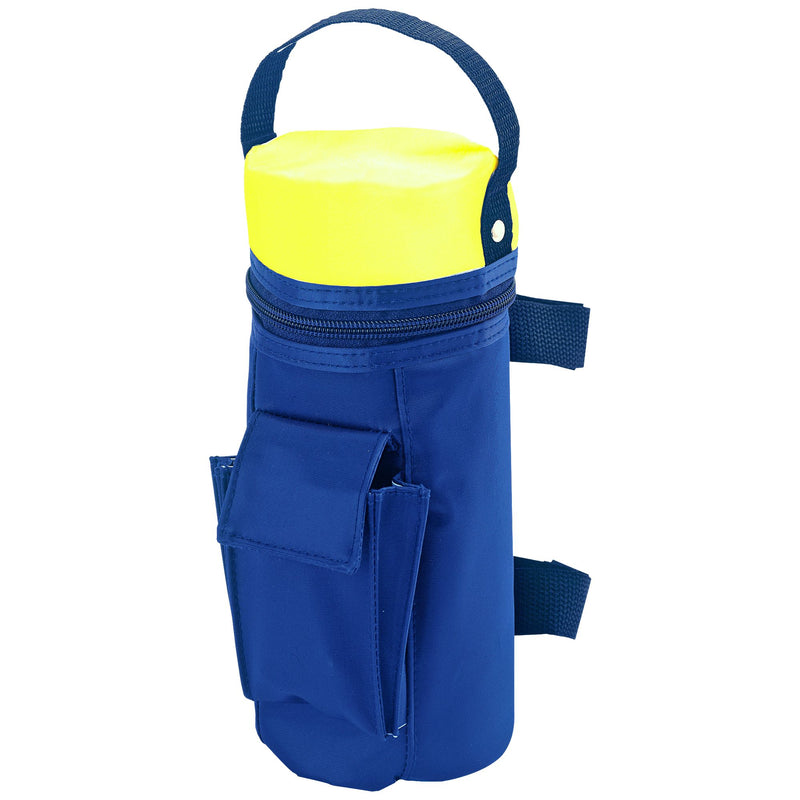 Product shot of 12V baby bottle warmer, closed, on a white background with cord storage pouch visible