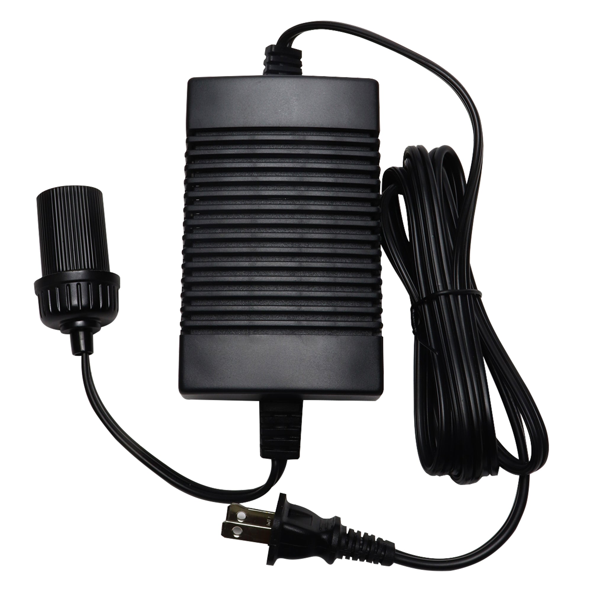 Koolatron AC to DC power adapter viewed from above on a white background
