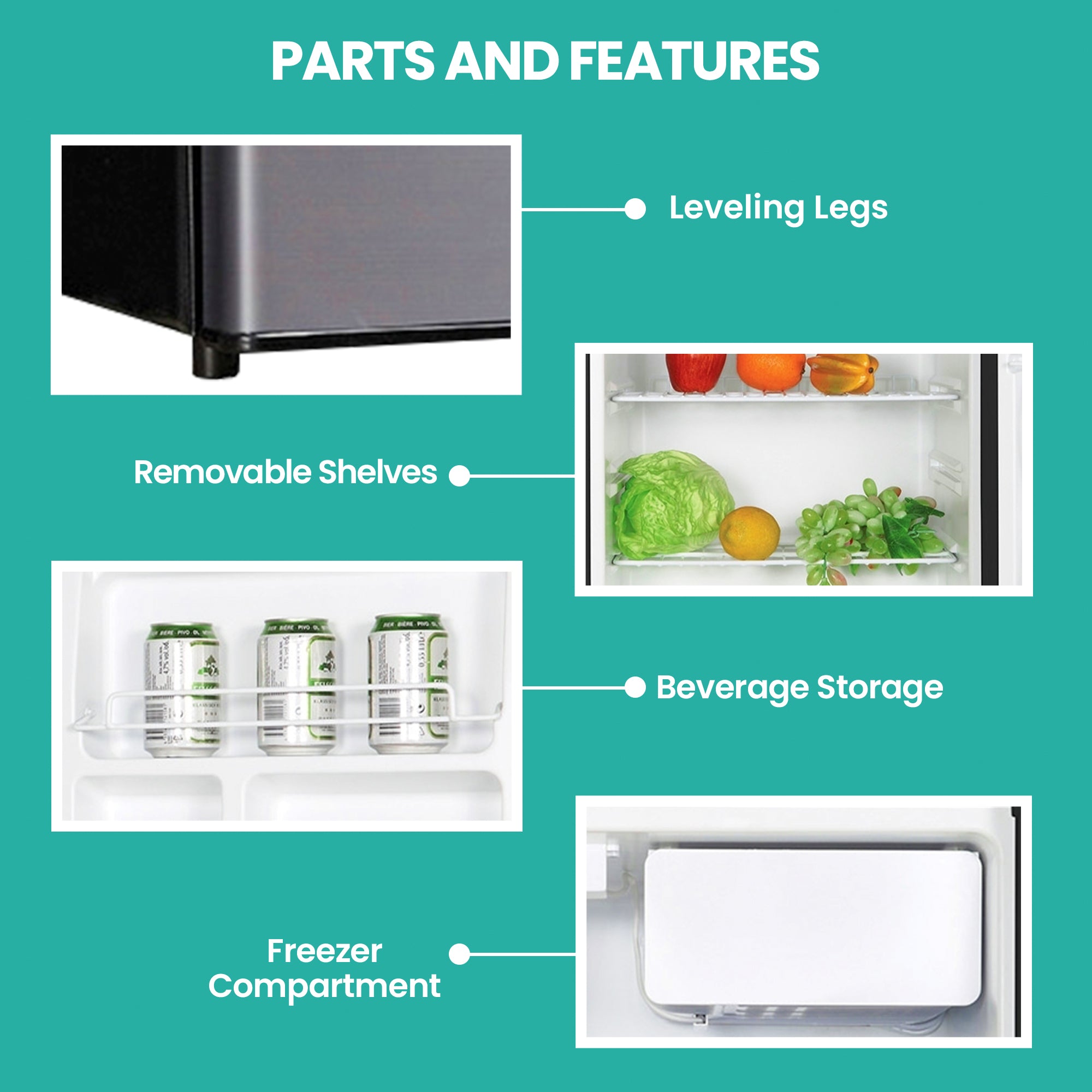 Koolatron Stainless Steel Compact Fridge with Freezer | 4.4 Cu Ft