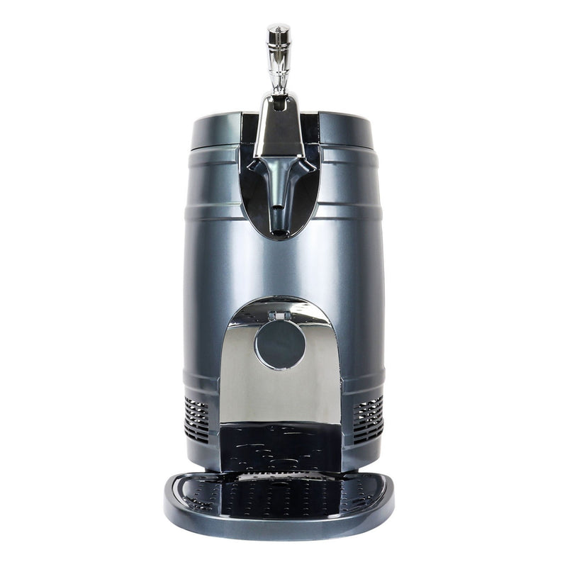 Product shot of 5 liter mini-keg cooler and dispenser on a white background
