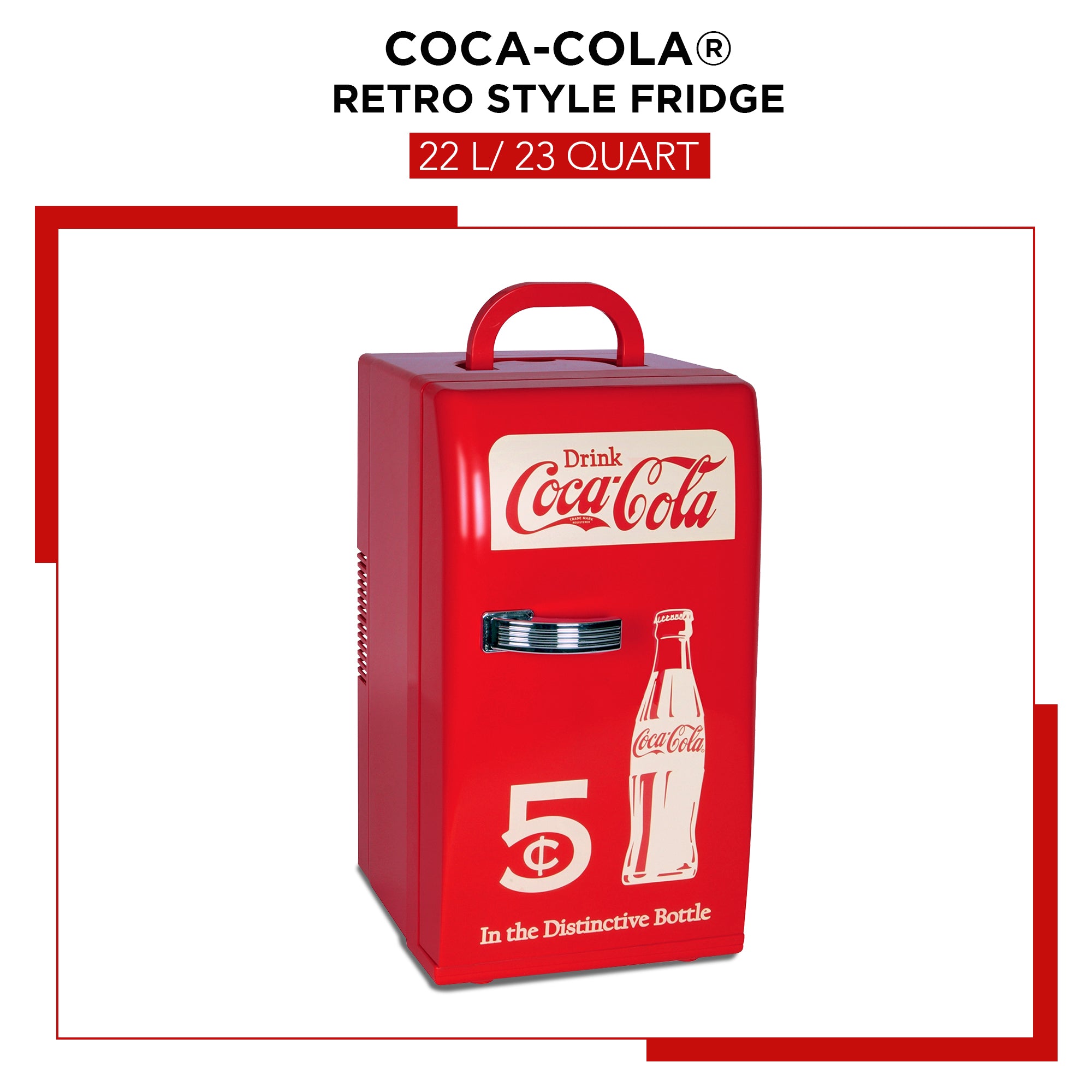 Coca-Cola 18 Can Retro Mini Fridge, 12V DC 110V AC Cooler, 5.4L