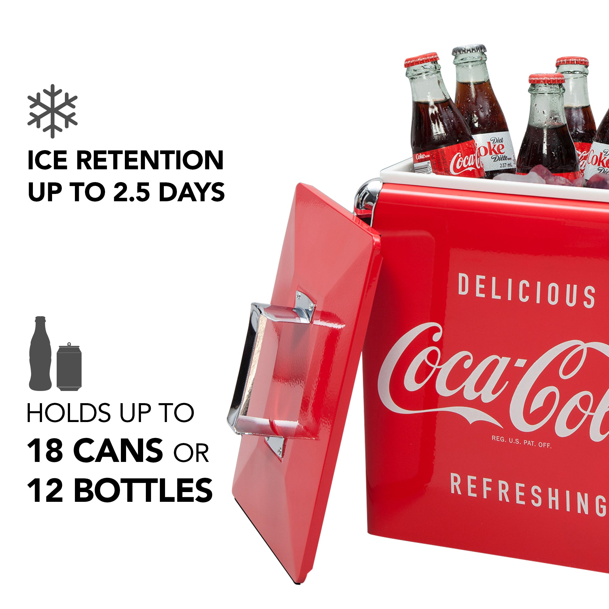Coca-Cola Retro Ice Chest Cooler with Bottle Opener 13L (14 qt), 18 Ca